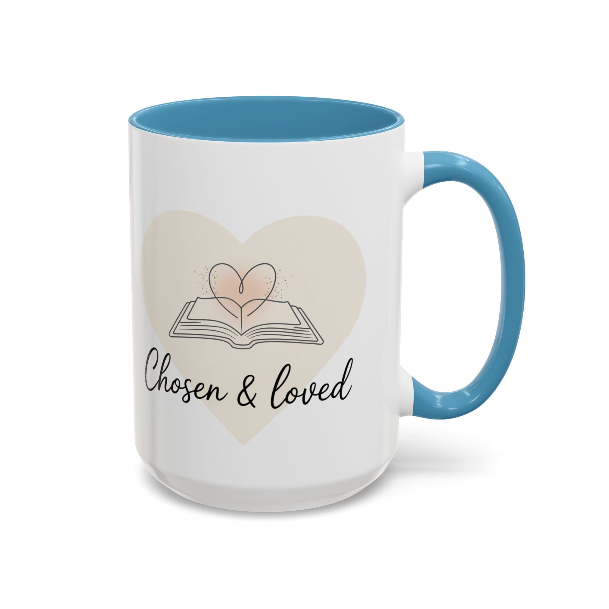 Chosen & Loved Accent Coffee Mug - Inspirational Gift, Heartwarming Mug, Cozy Beverage Cup, Perfect for Readers, Warm Reminder