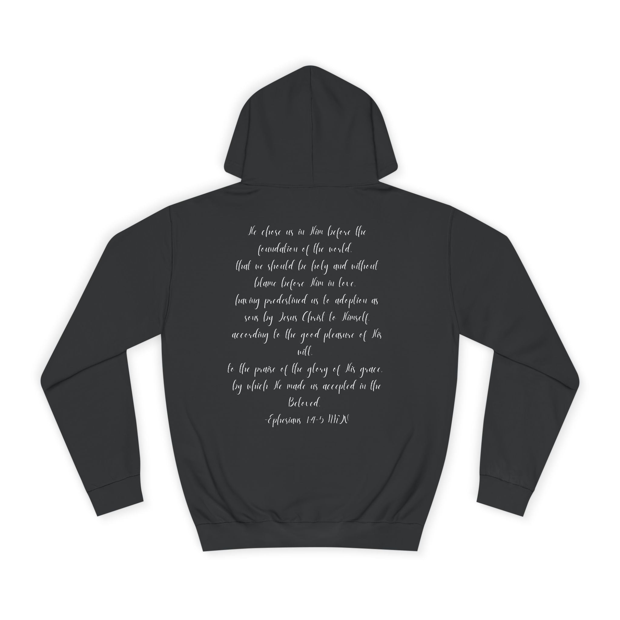 Chosen & Loved Cozy Reading Hoodie, Unisex College Apparel, Relaxed Style Sweatshirt - Dark Colors