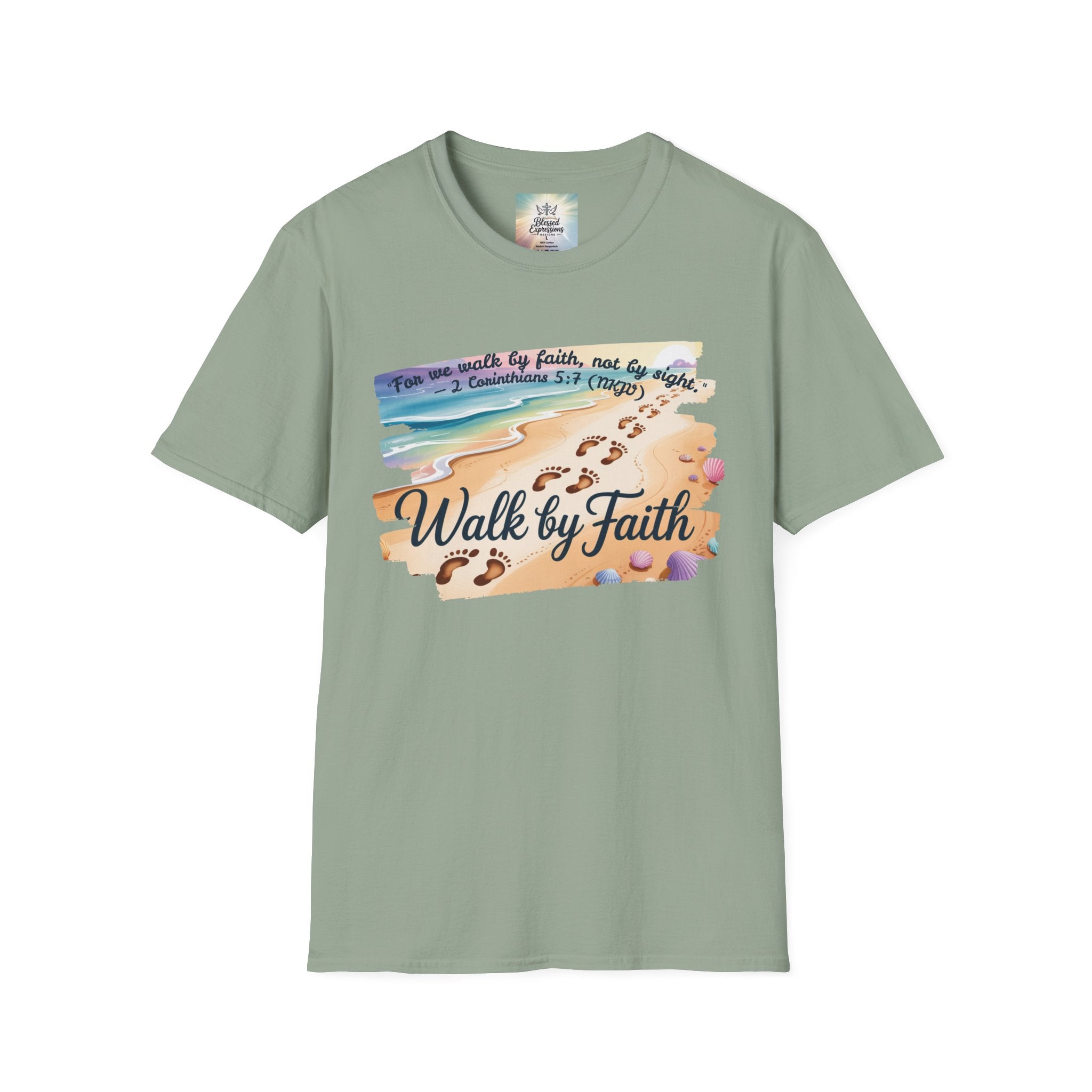 Walk by Faith Inspirational T-Shirt, Christian Apparel, Beach Vibe Tee, Casual Summer Wear, Gift for Believers