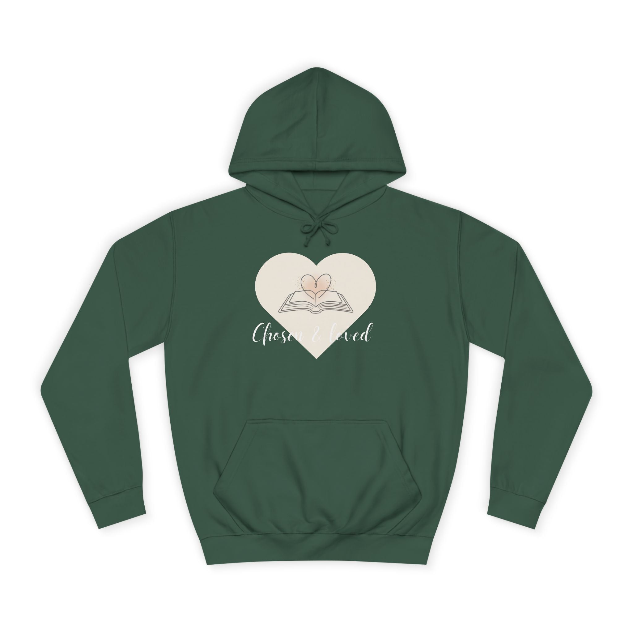 Chosen & Loved Cozy Reading Hoodie, Unisex College Apparel, Relaxed Style Sweatshirt - Dark Colors