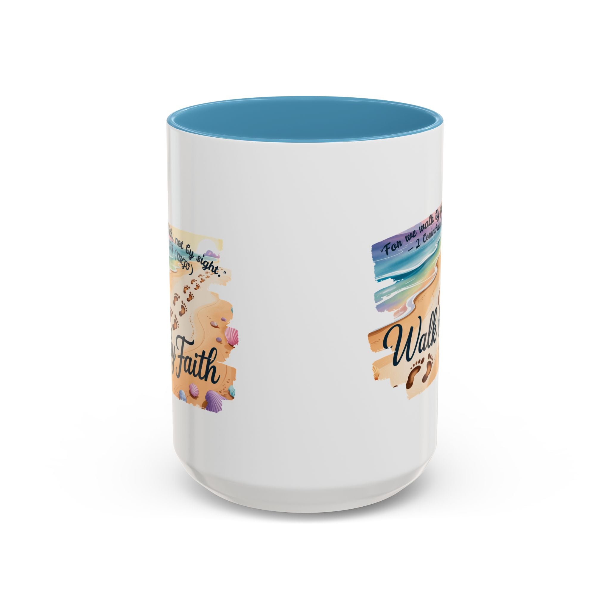 Walk by Faith Inspirational Coffee Mug, Motivational Drinkware, Faith Mug, Beach-Themed Cup, Perfect Gift for Friends