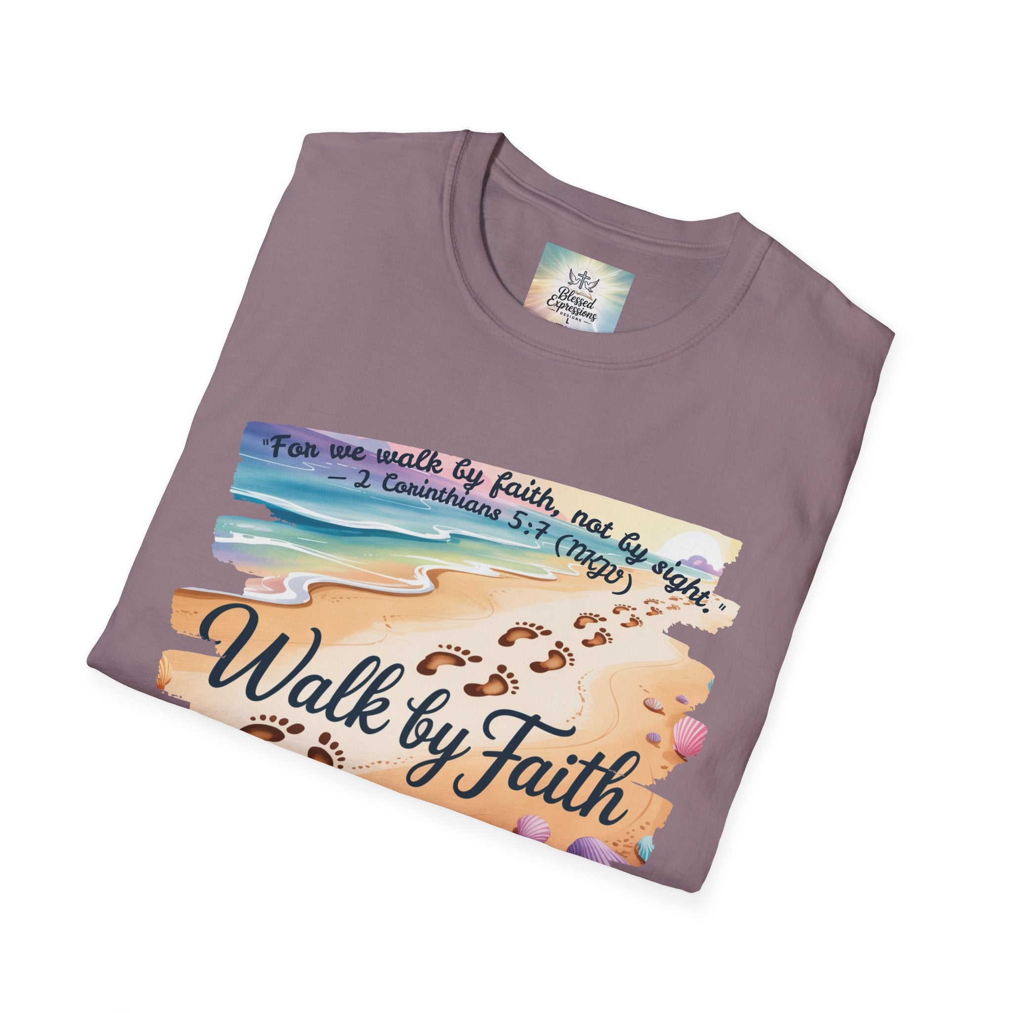 Walk by Faith Inspirational T-Shirt, Christian Apparel, Beach Vibe Tee, Casual Summer Wear, Gift for Believers