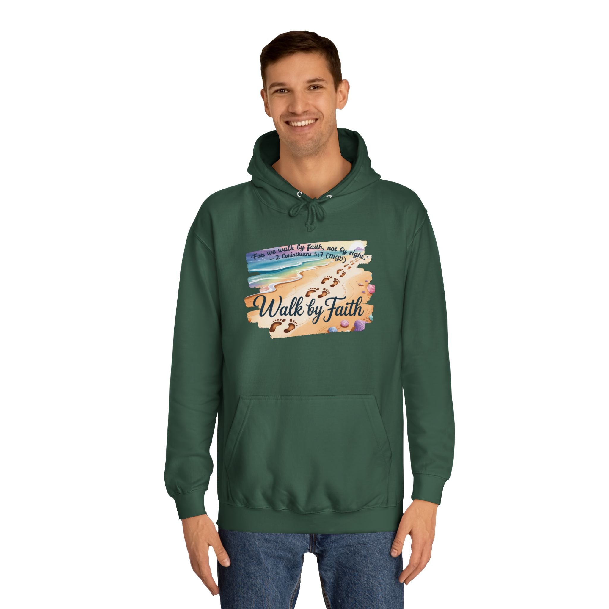 Walk by Faith-Inspirational Hoodie, Cozy College Wear, Inspirational Gift, Relaxed Everyday Style, Perfect for Faith-Based Events