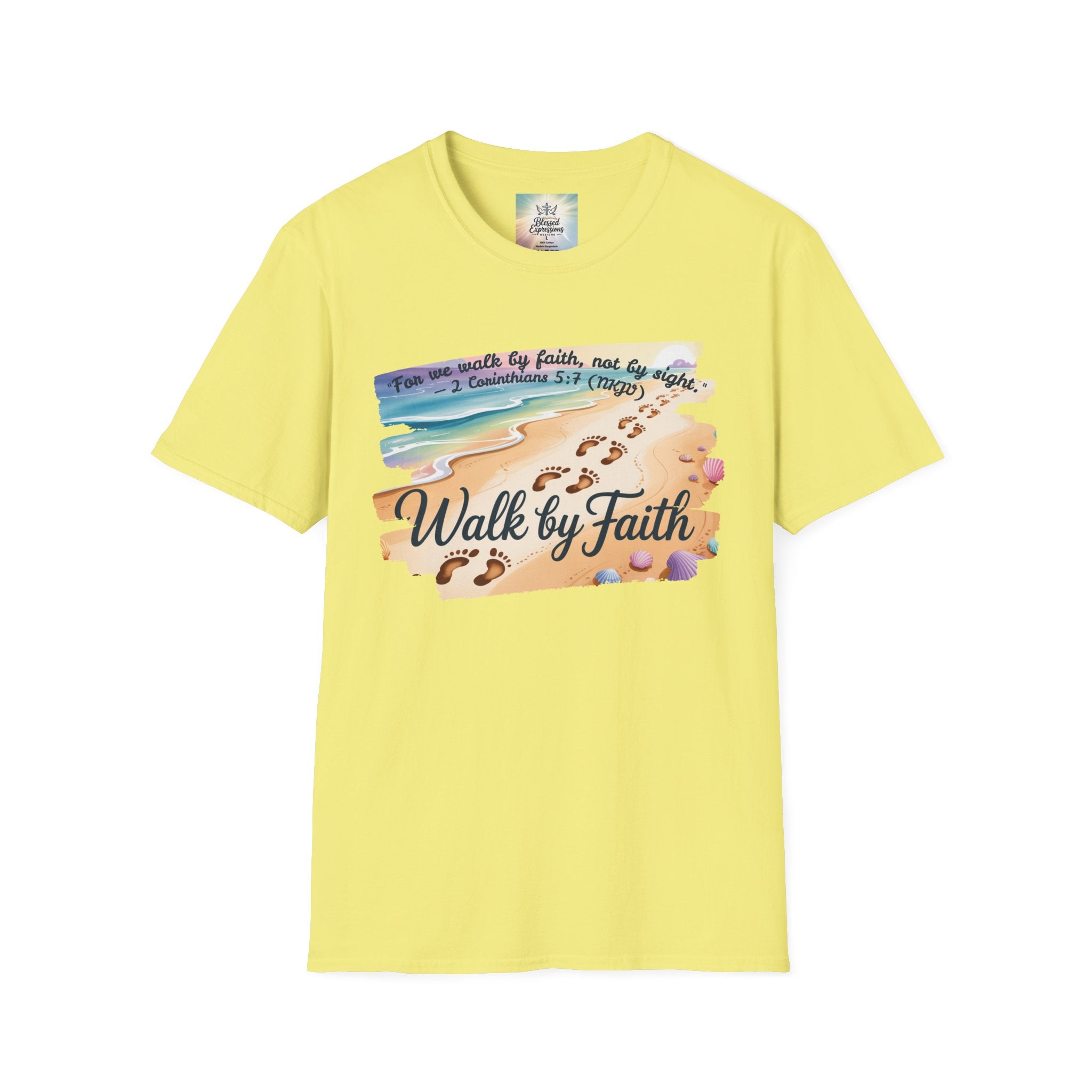 Walk by Faith Inspirational T-Shirt, Christian Apparel, Beach Vibe Tee, Casual Summer Wear, Gift for Believers