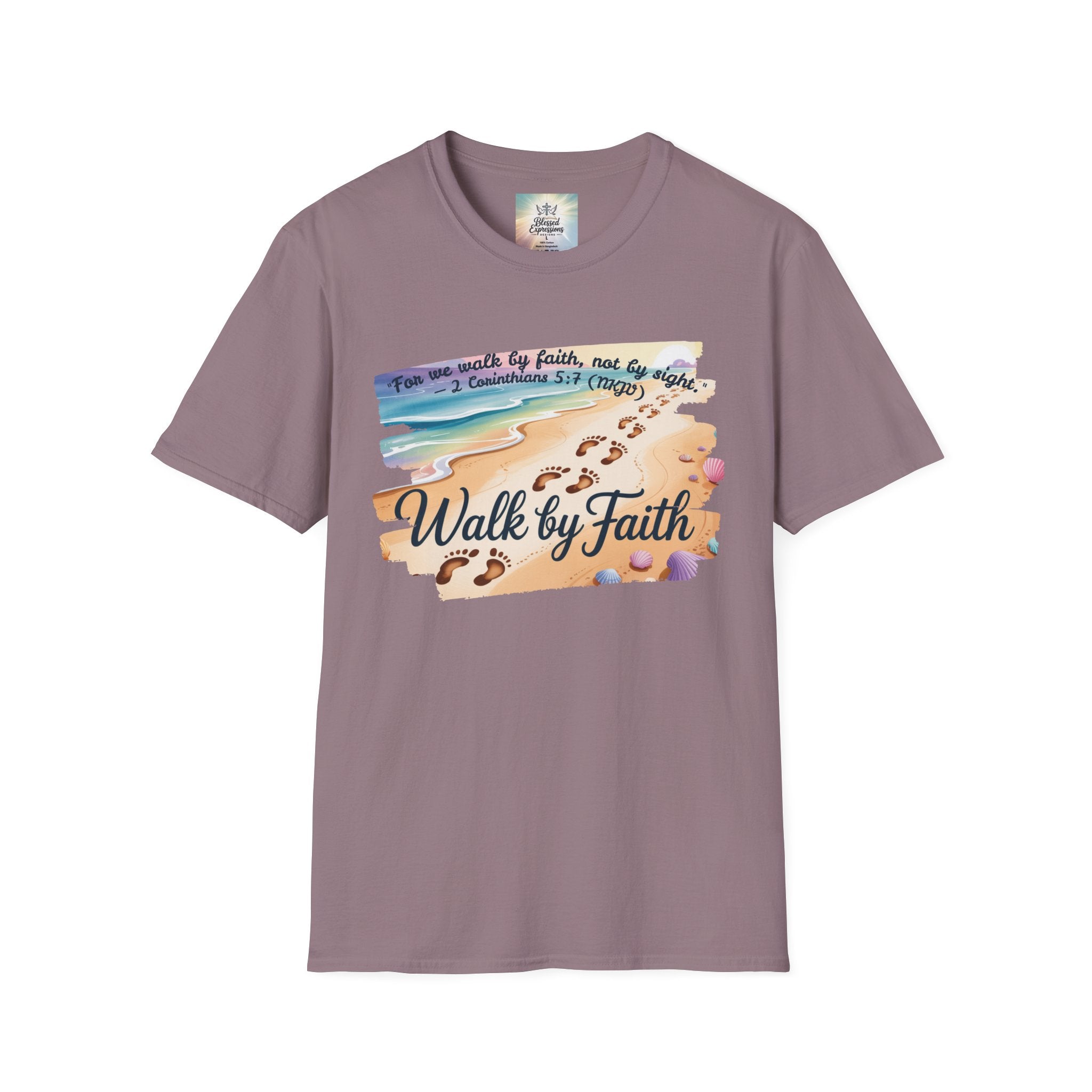 Walk by Faith Inspirational T-Shirt, Christian Apparel, Beach Vibe Tee, Casual Summer Wear, Gift for Believers