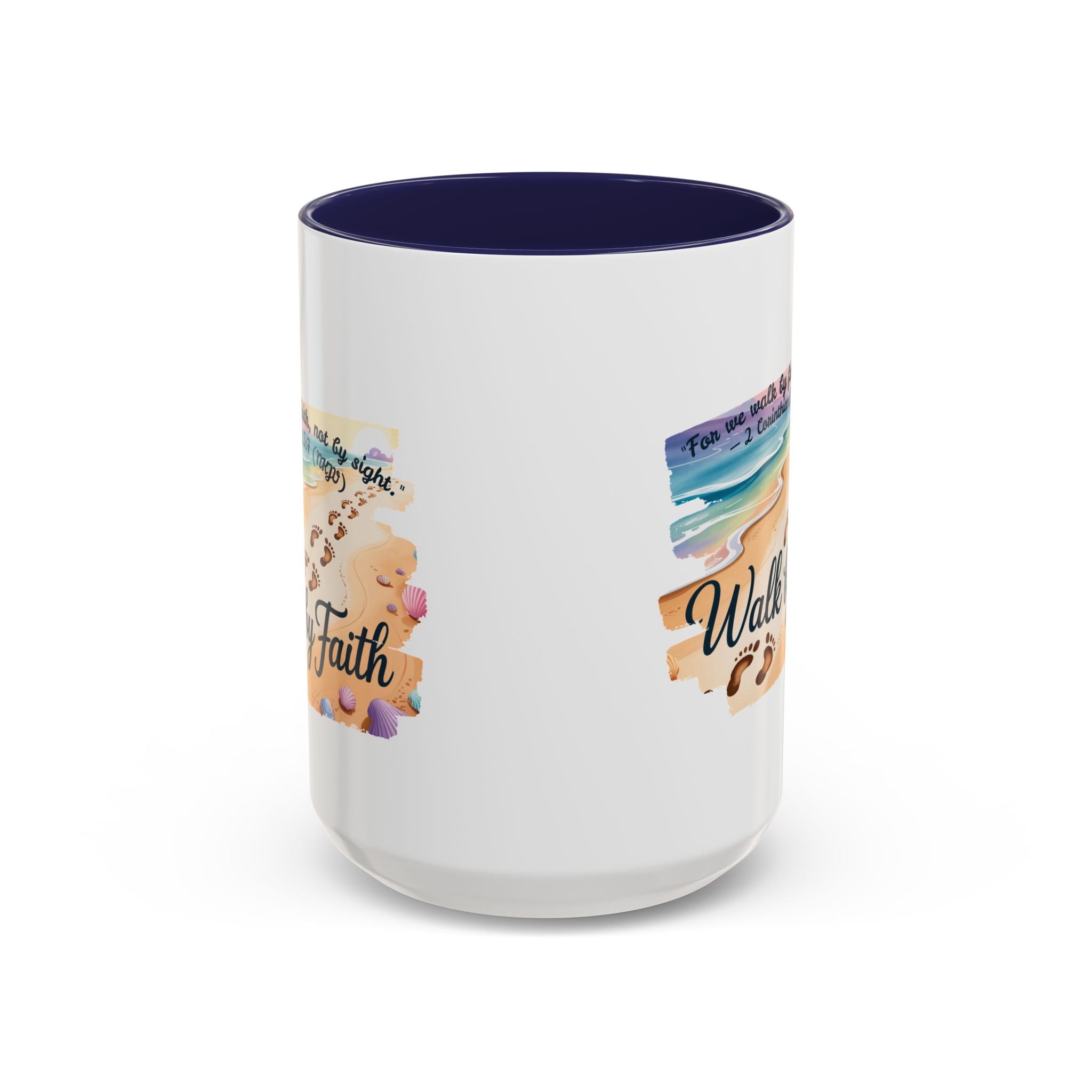 Walk by Faith Inspirational Coffee Mug, Motivational Drinkware, Faith Mug, Beach-Themed Cup, Perfect Gift for Friends