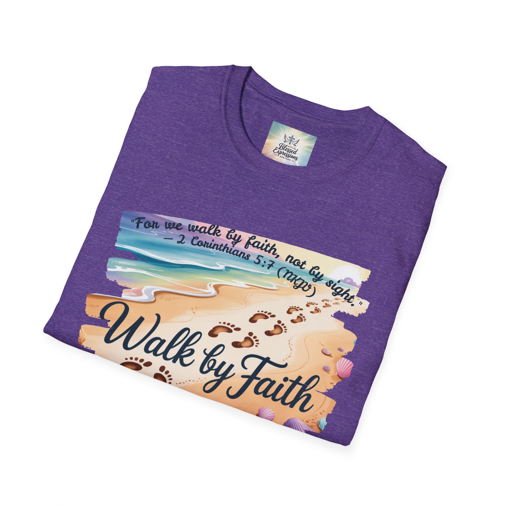 Walk by Faith Inspirational T-Shirt, Christian Apparel, Beach Vibe Tee, Casual Summer Wear, Gift for Believers