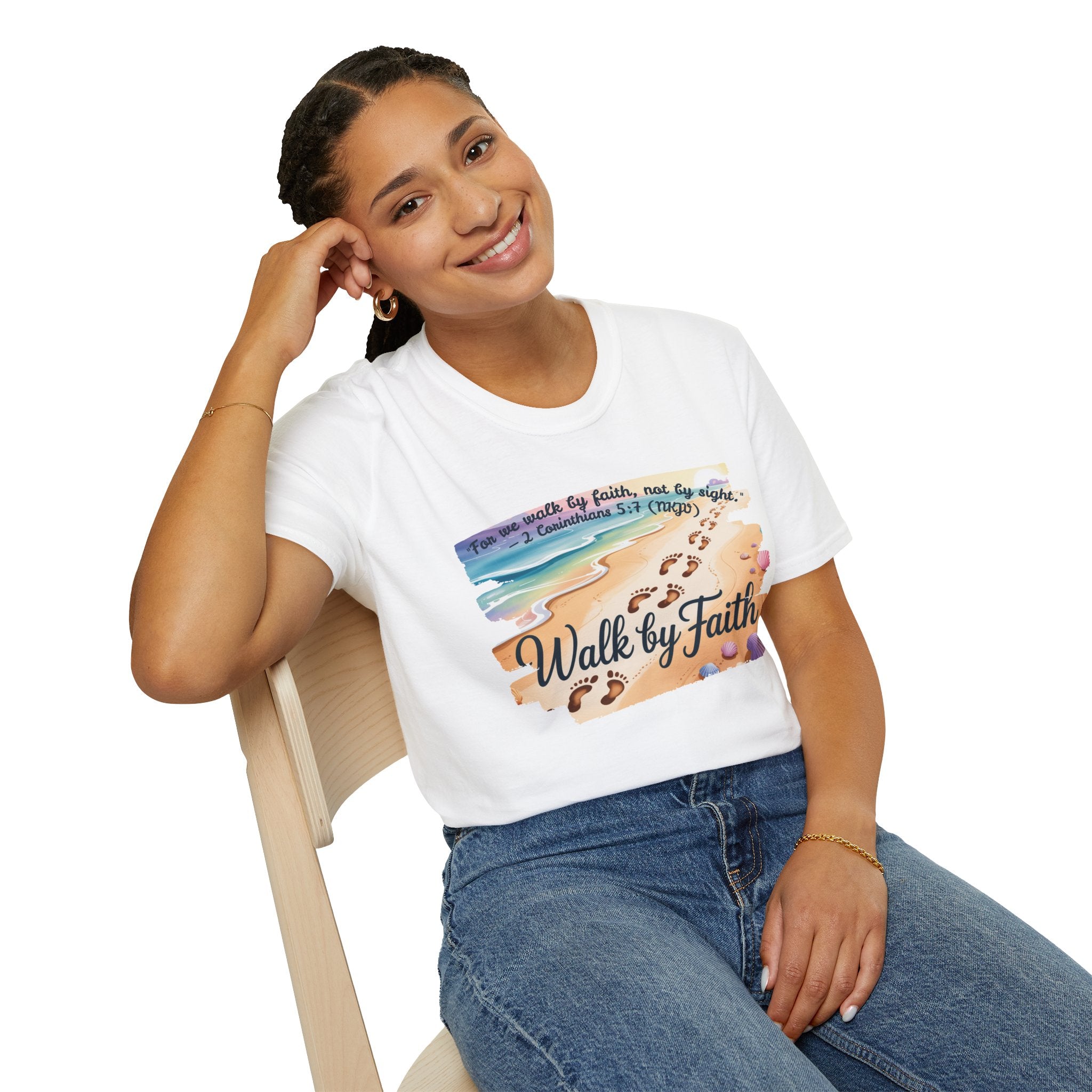 Walk by Faith Inspirational T-Shirt, Christian Apparel, Beach Vibe Tee, Casual Summer Wear, Gift for Believers