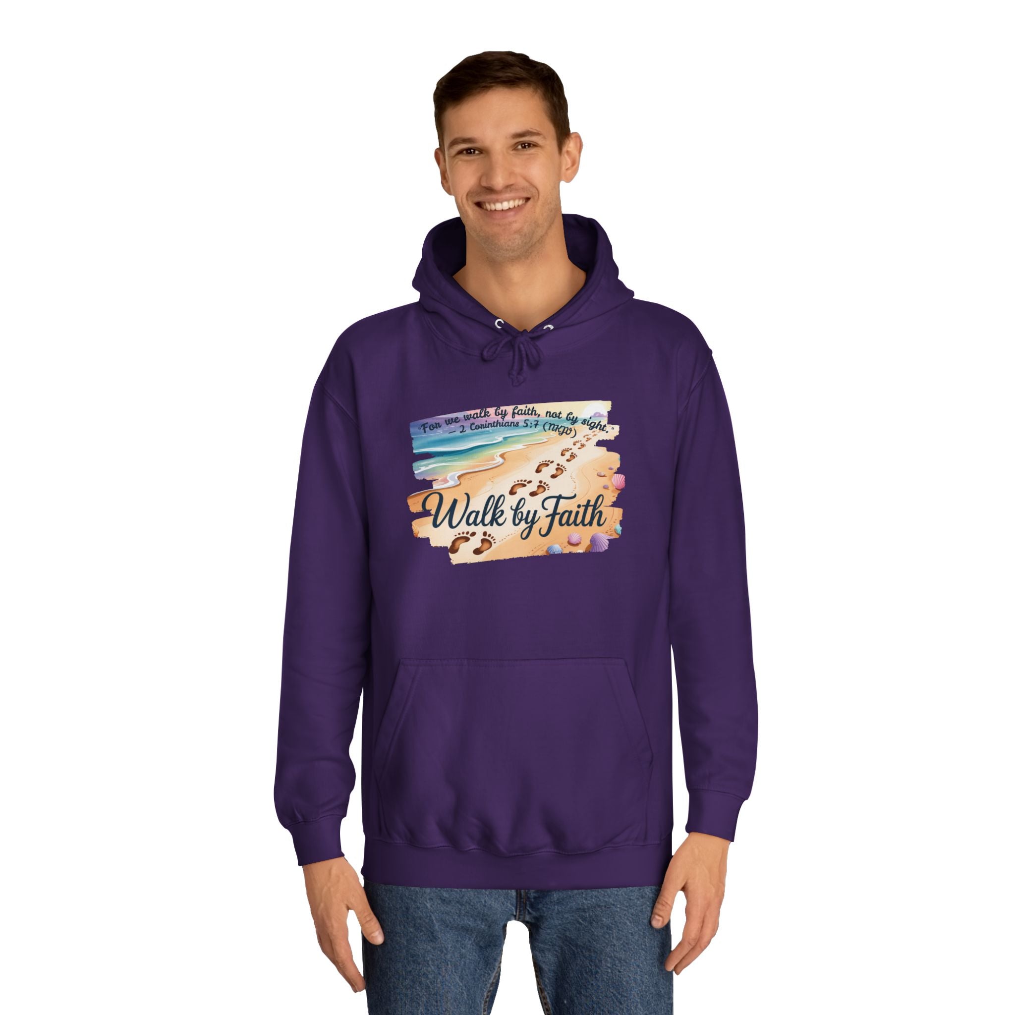 Walk by Faith-Inspirational Hoodie, Cozy College Wear, Inspirational Gift, Relaxed Everyday Style, Perfect for Faith-Based Events