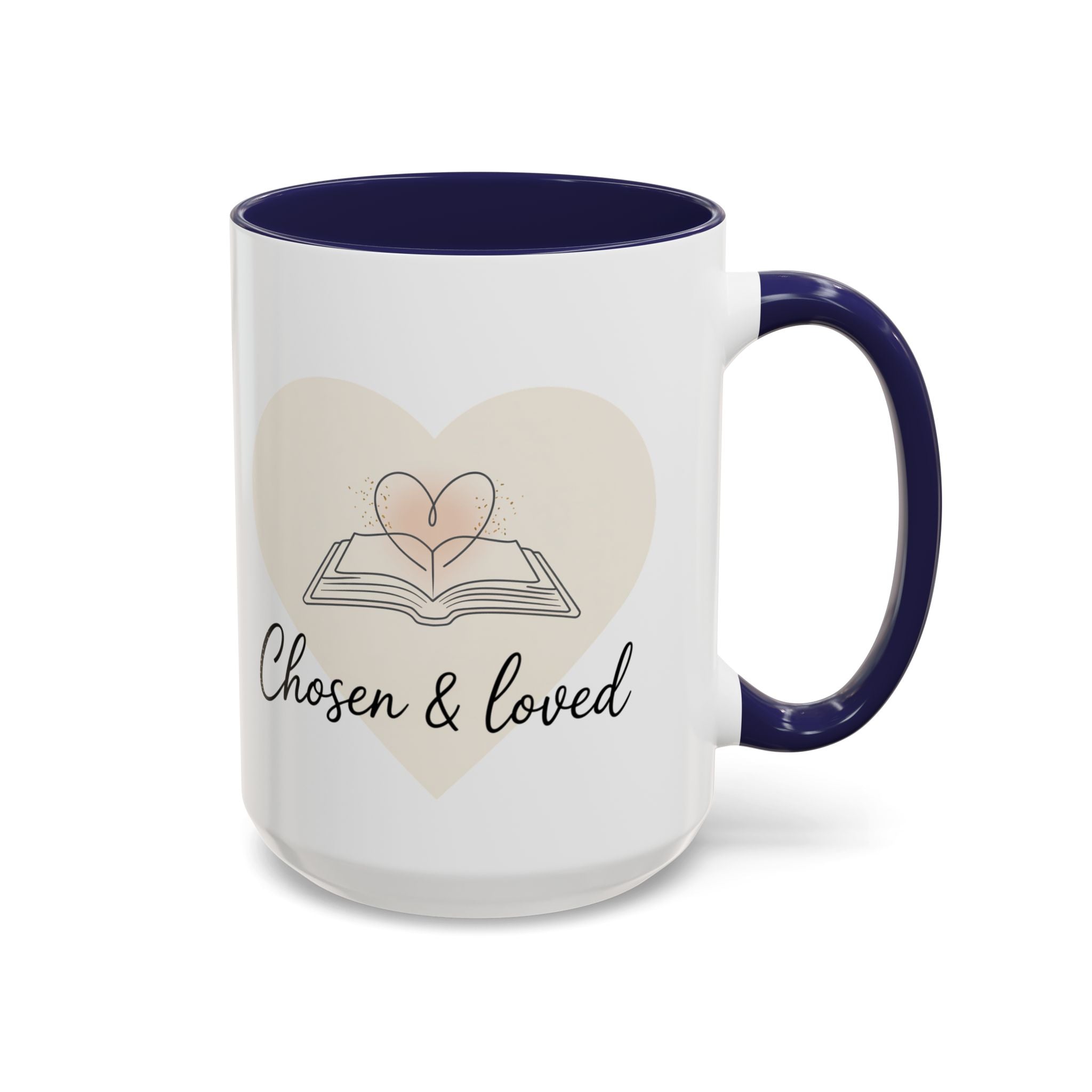 Chosen & Loved Accent Coffee Mug - Inspirational Gift, Heartwarming Mug, Cozy Beverage Cup, Perfect for Readers, Warm Reminder