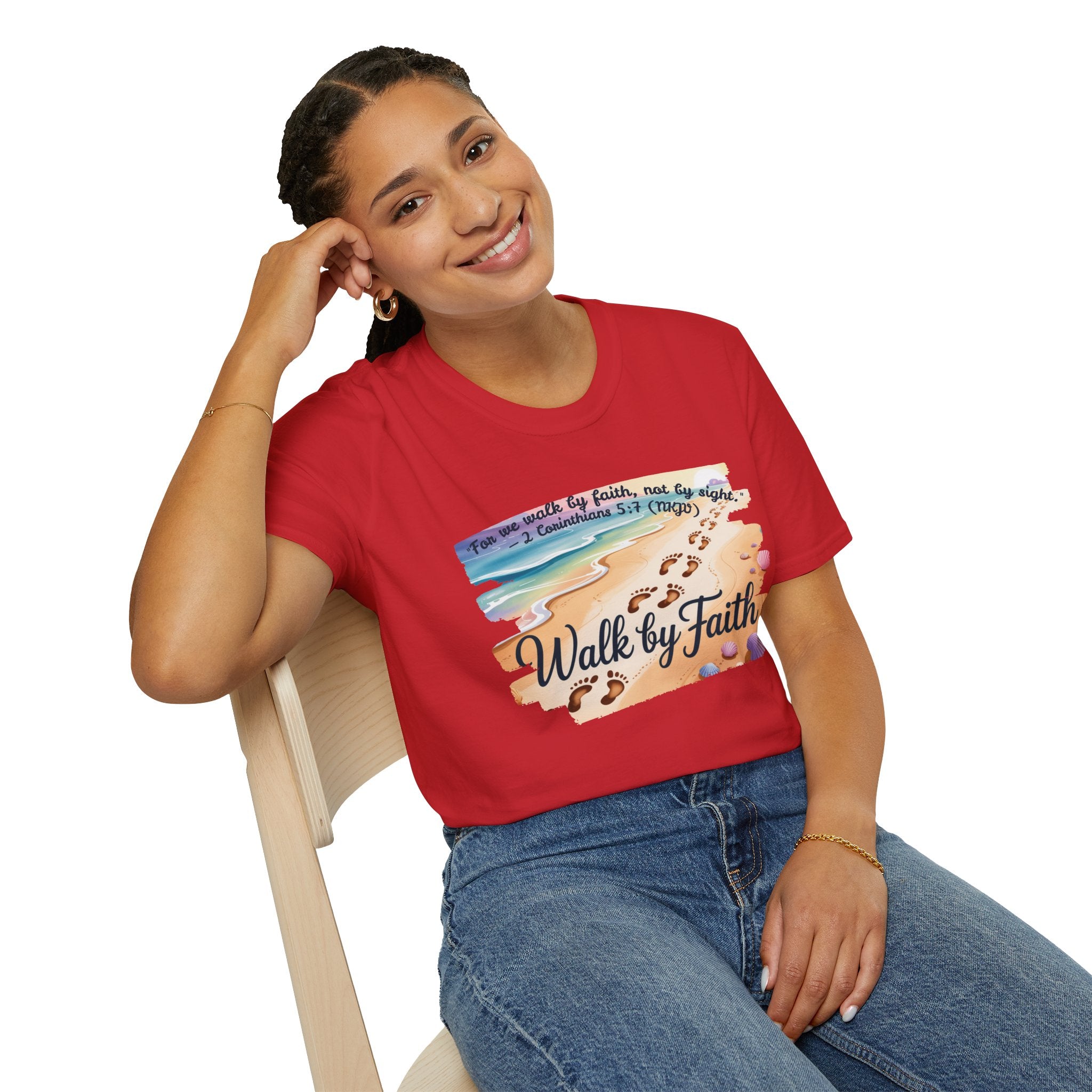 Walk by Faith Inspirational T-Shirt, Christian Apparel, Beach Vibe Tee, Casual Summer Wear, Gift for Believers