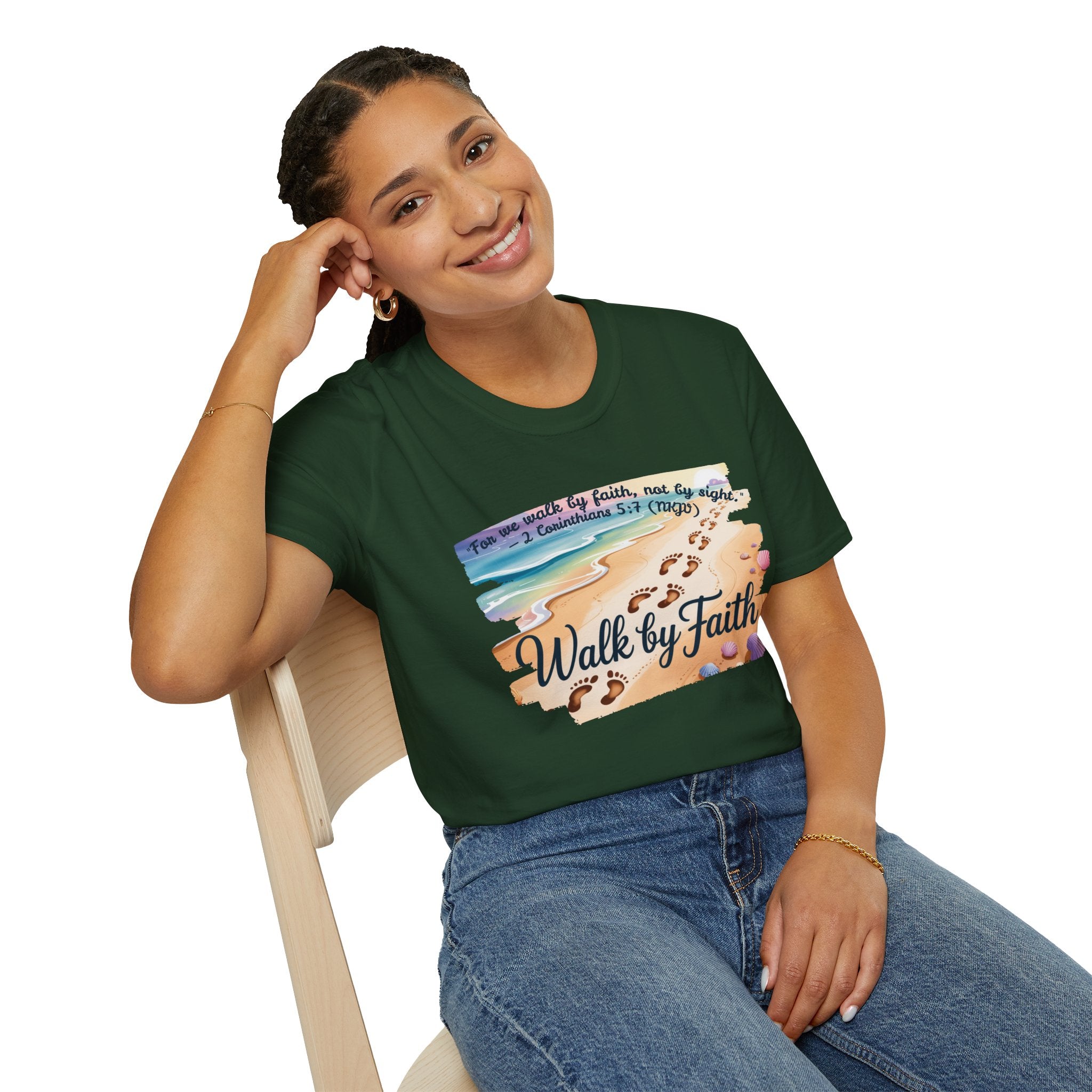 Walk by Faith Inspirational T-Shirt, Christian Apparel, Beach Vibe Tee, Casual Summer Wear, Gift for Believers