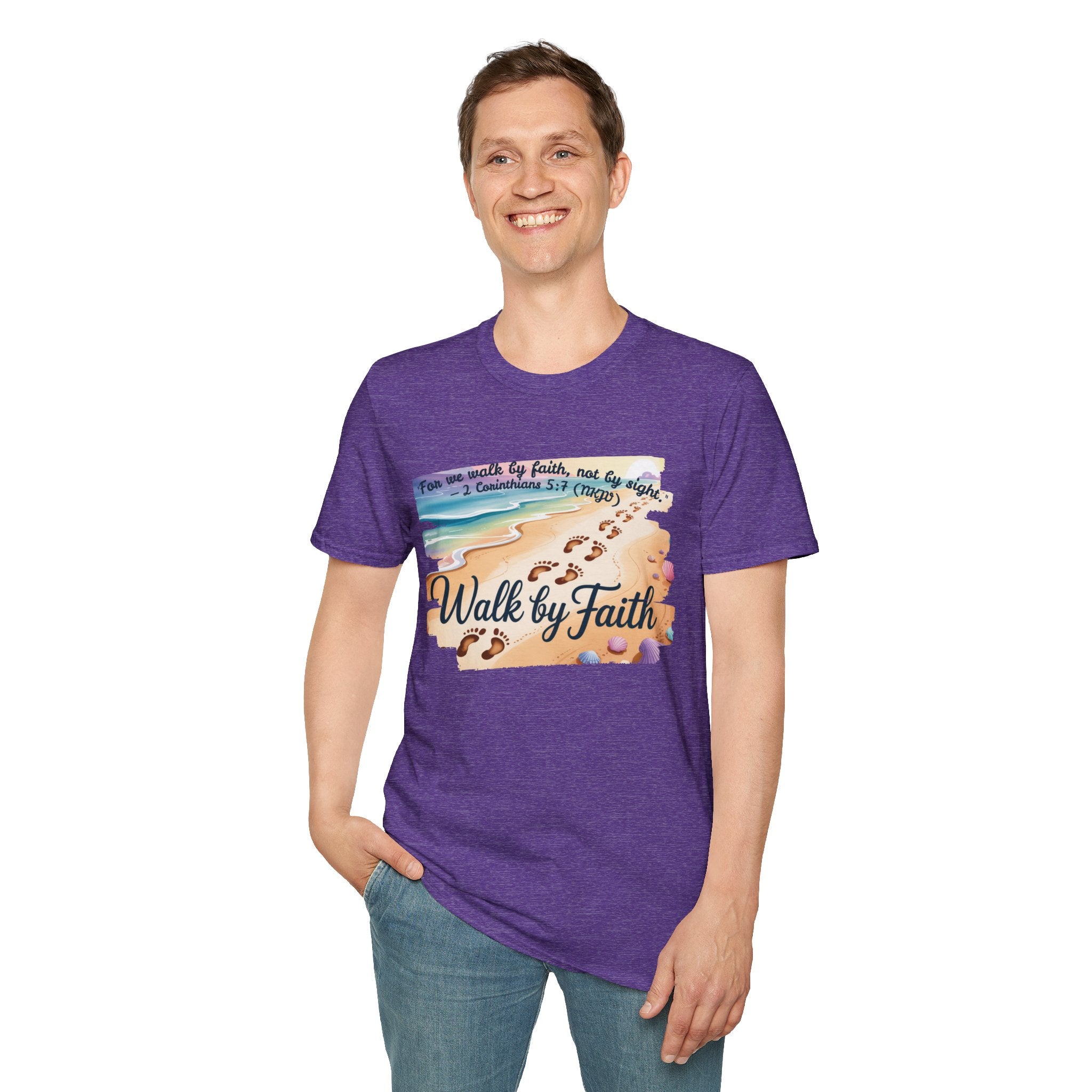 Walk by Faith Inspirational T-Shirt, Christian Apparel, Beach Vibe Tee, Casual Summer Wear, Gift for Believers