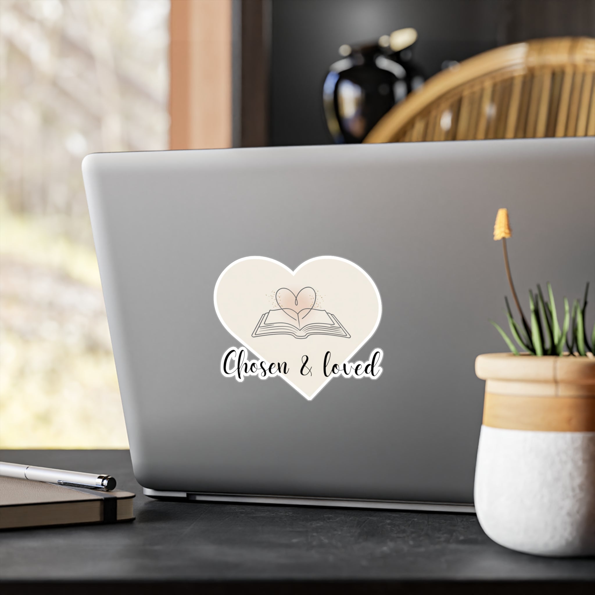 "Chosen & Loved" Heartfelt Kiss-Cut Vinyl Decals - Stickers for Book Lovers, Gift for Readers, Home Decor, Scrapbooking, Personalized Gifts