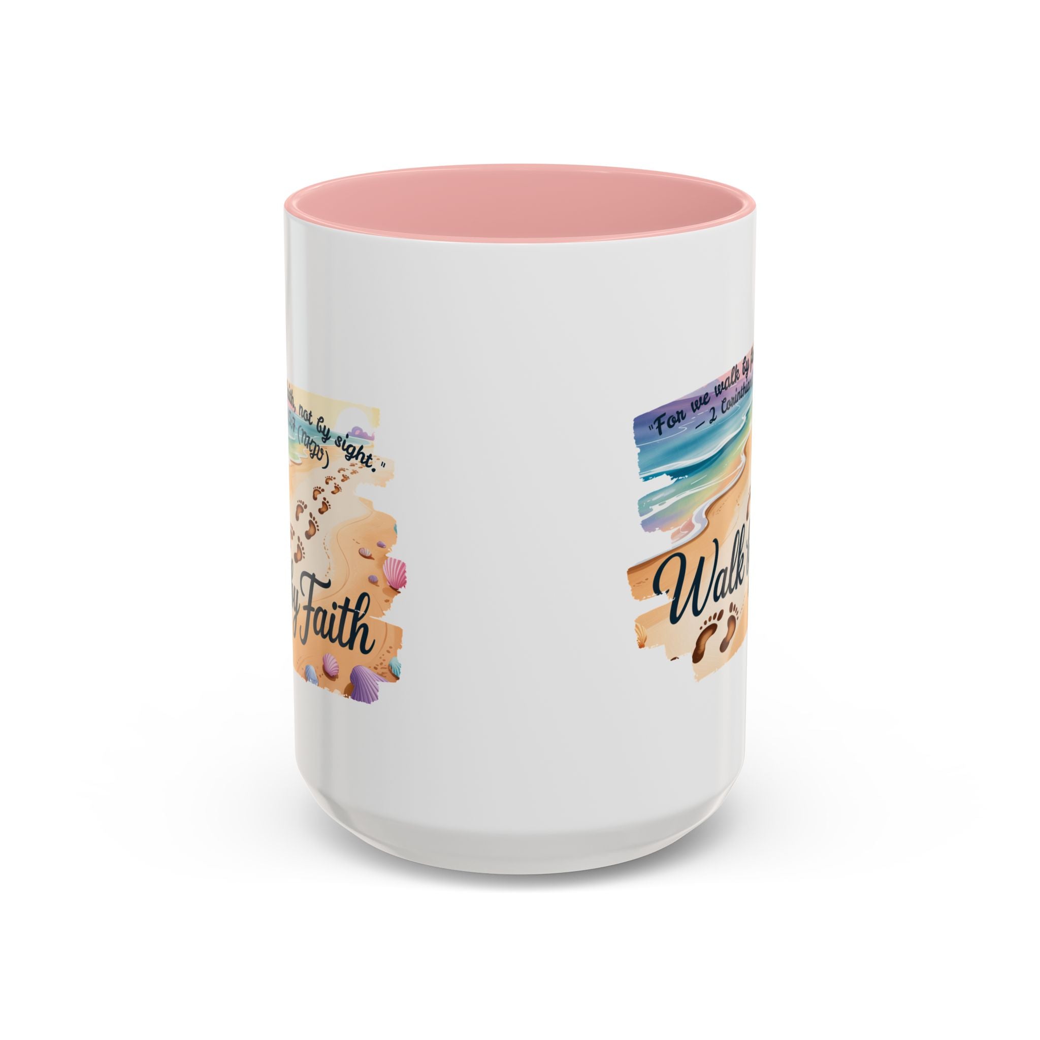 Walk by Faith Inspirational Coffee Mug, Motivational Drinkware, Faith Mug, Beach-Themed Cup, Perfect Gift for Friends