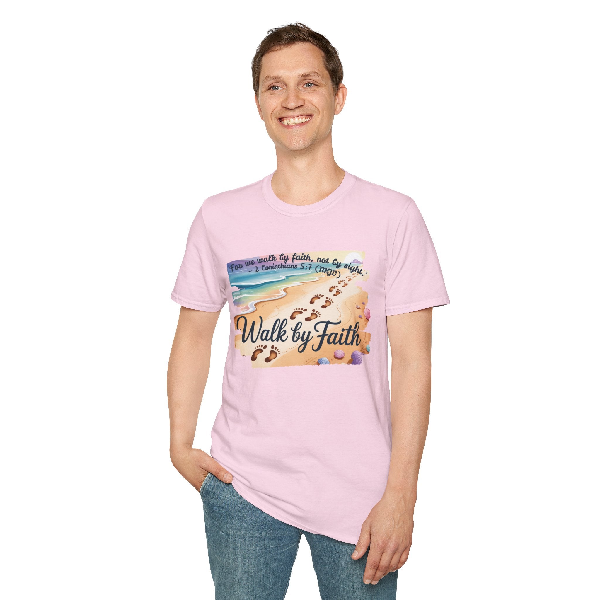 Walk by Faith Inspirational T-Shirt, Christian Apparel, Beach Vibe Tee, Casual Summer Wear, Gift for Believers