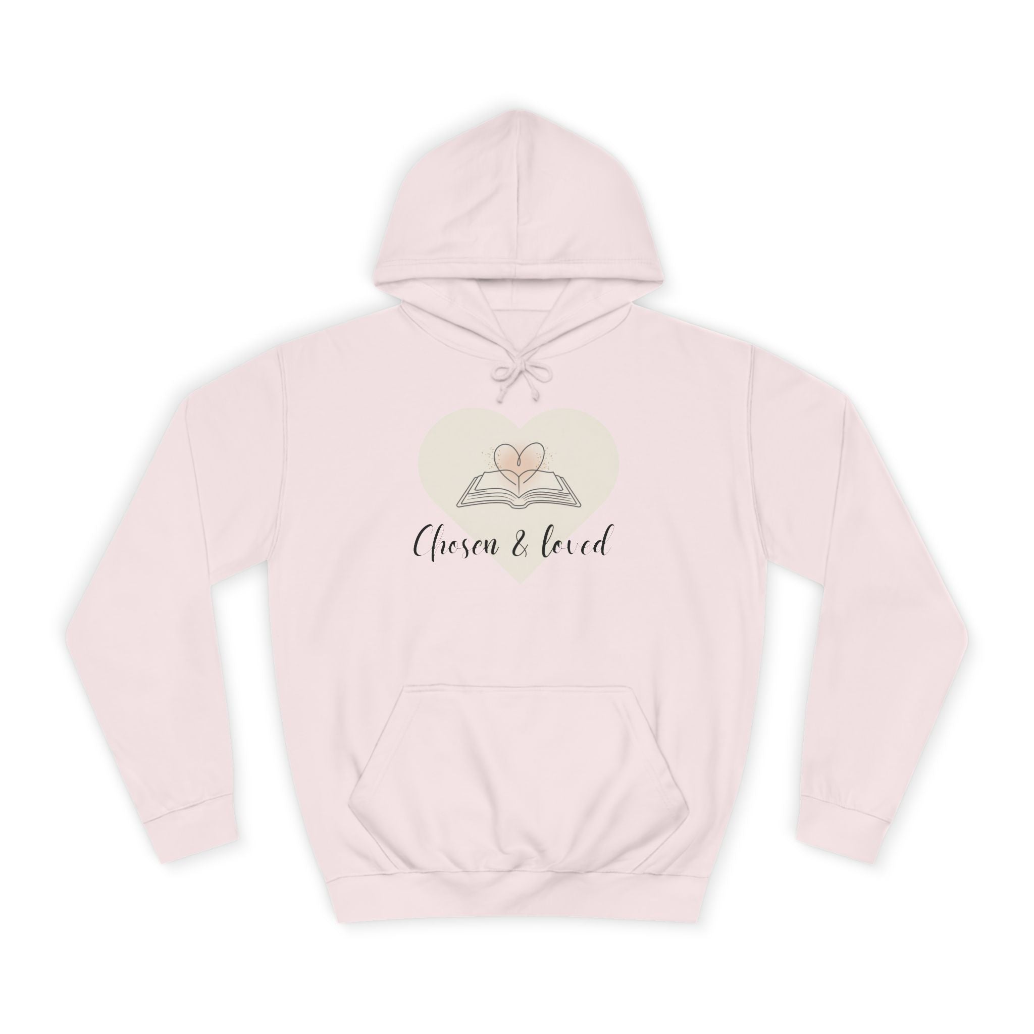 Chosen & Loved Cozy Reading Hoodie, Unisex College Apparel, Relaxed Style Sweatshirt - Light Colors