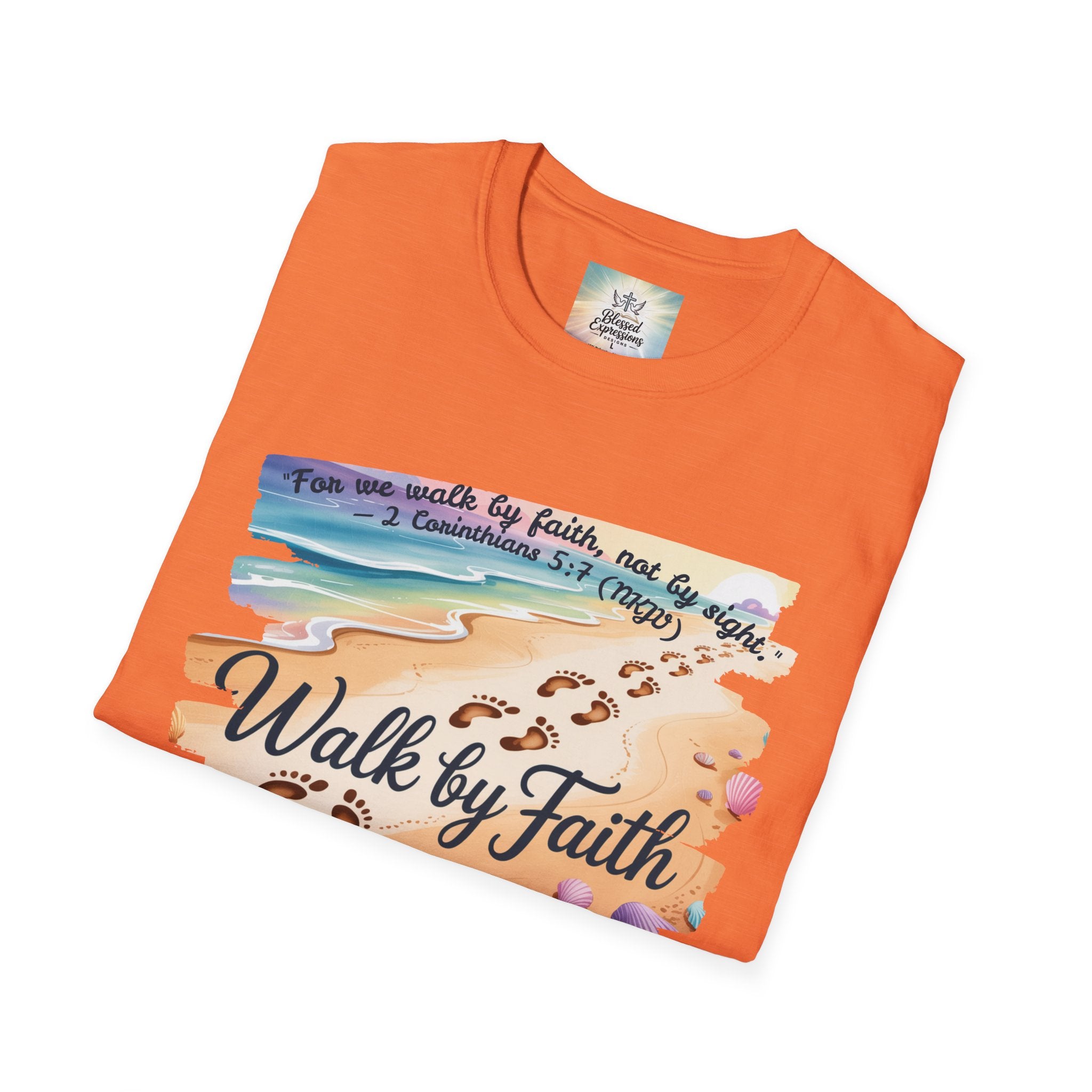 Walk by Faith Inspirational T-Shirt, Christian Apparel, Beach Vibe Tee, Casual Summer Wear, Gift for Believers