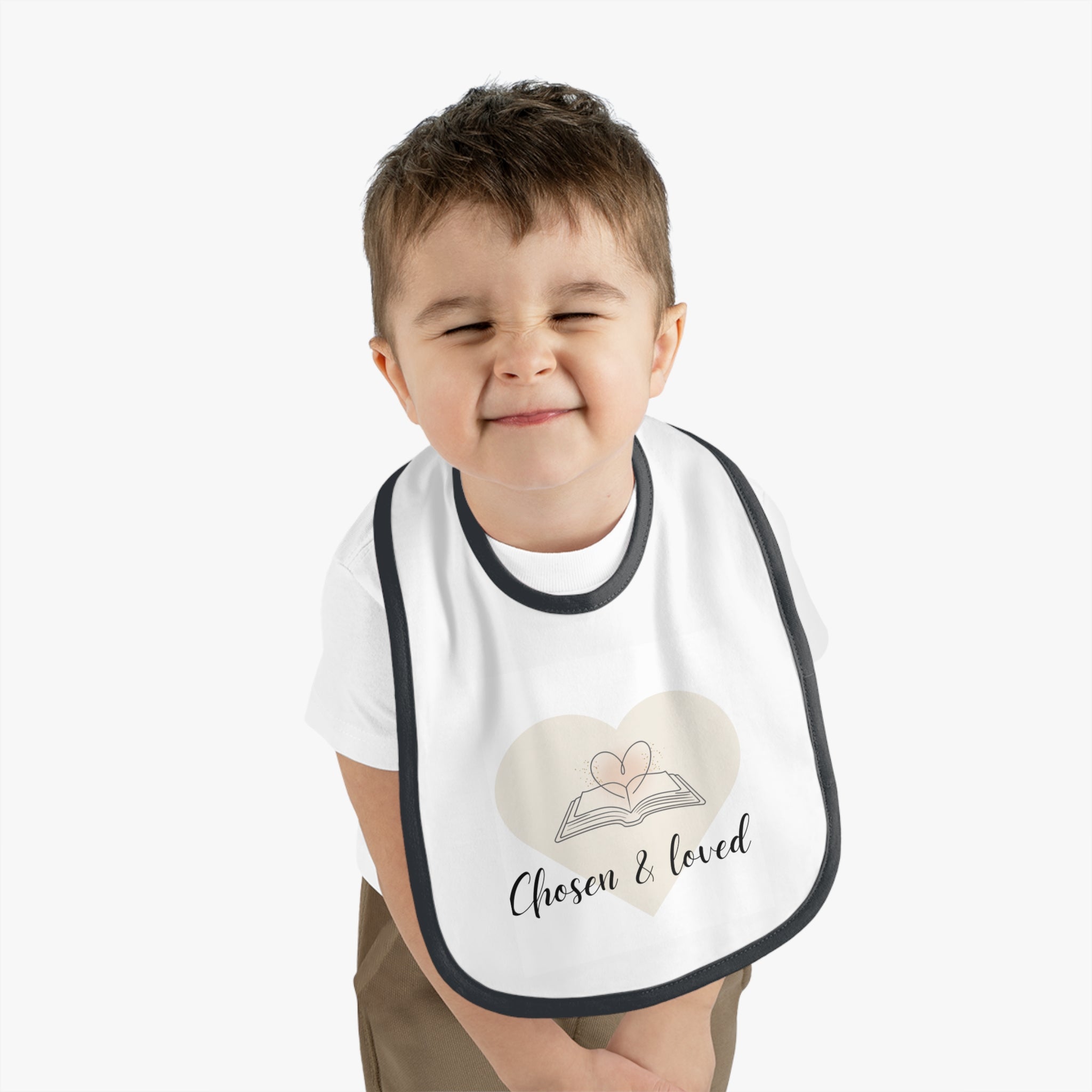 Chosen & Loved | Baby Bib with Heart Design | Baby Shower Gift, Newborn Essential, Fun Feeding Accessory, Cute Infant Wear