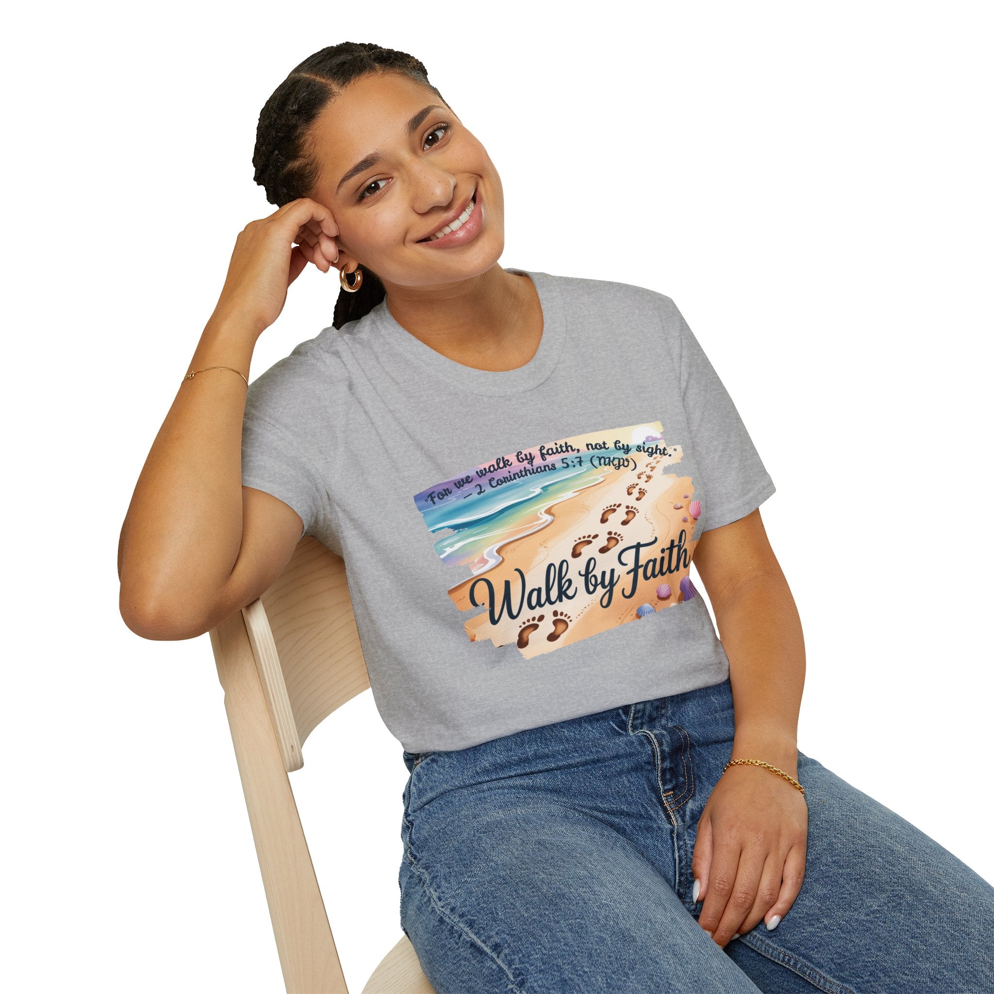 Walk by Faith Inspirational T-Shirt, Christian Apparel, Beach Vibe Tee, Casual Summer Wear, Gift for Believers