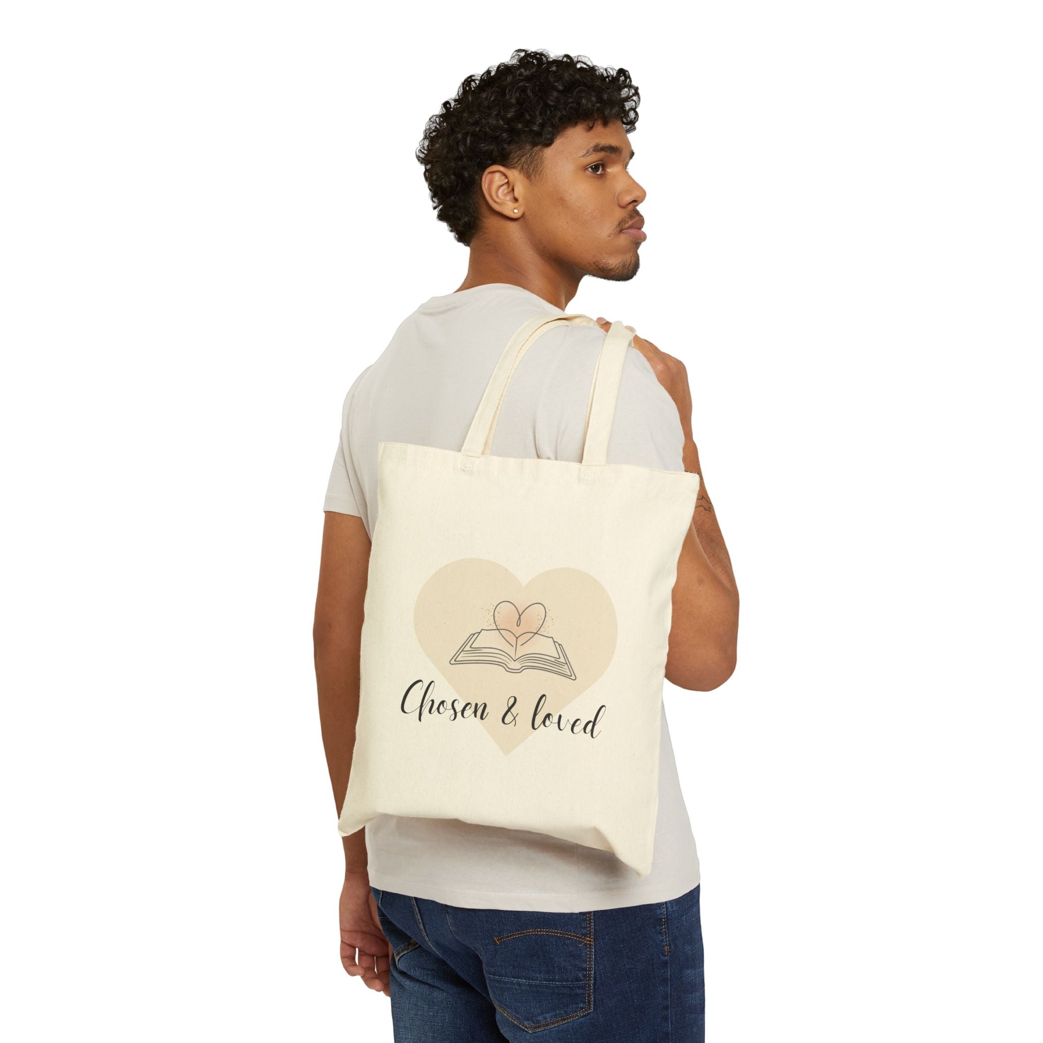 Chosen & Loved Canvas Tote Bag, Inspirational Book Lover Gift, Eco-Friendly Reusable Bag, Cute Beach Tote, Mother's Day Gift