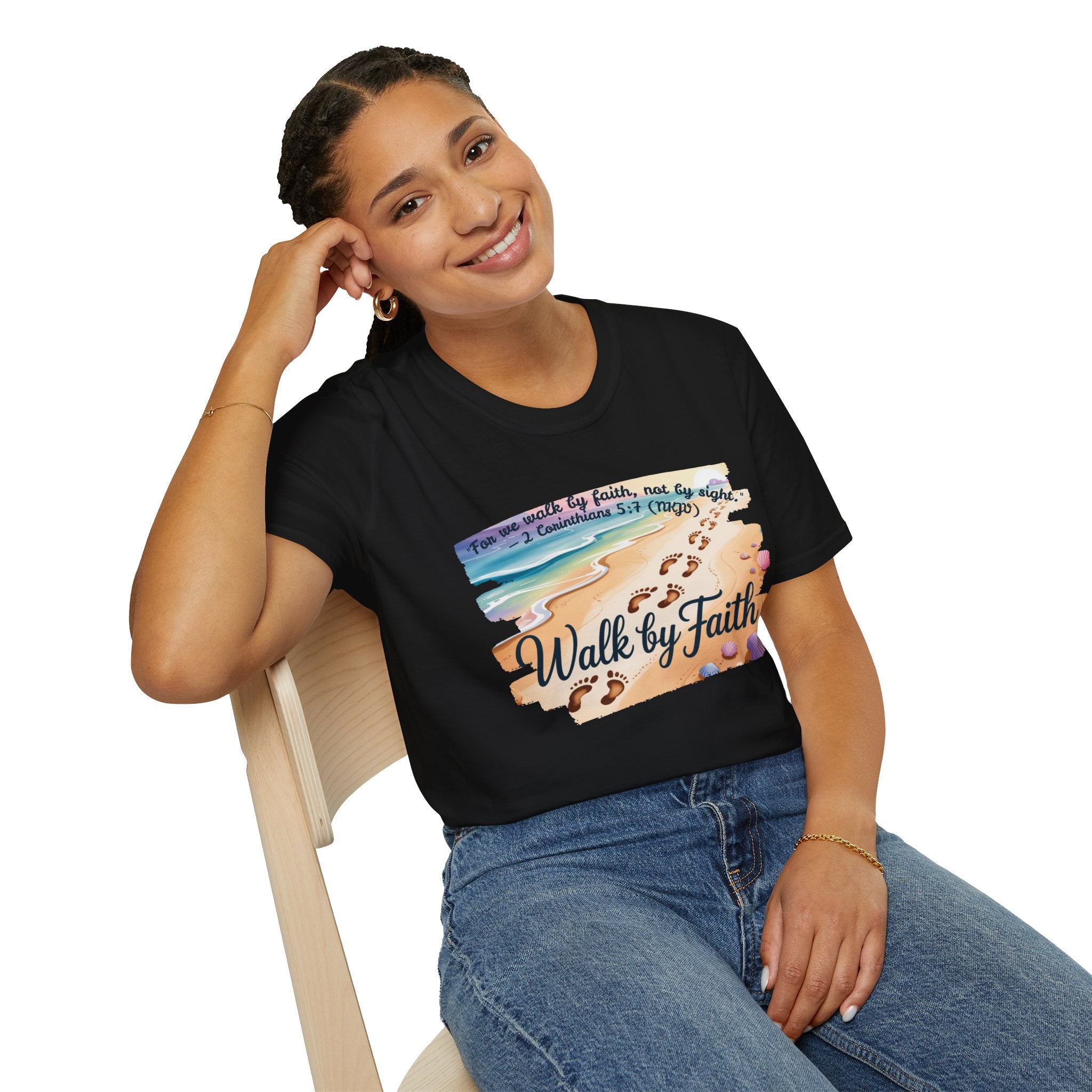 Walk by Faith Inspirational T-Shirt, Christian Apparel, Beach Vibe Tee, Casual Summer Wear, Gift for Believers