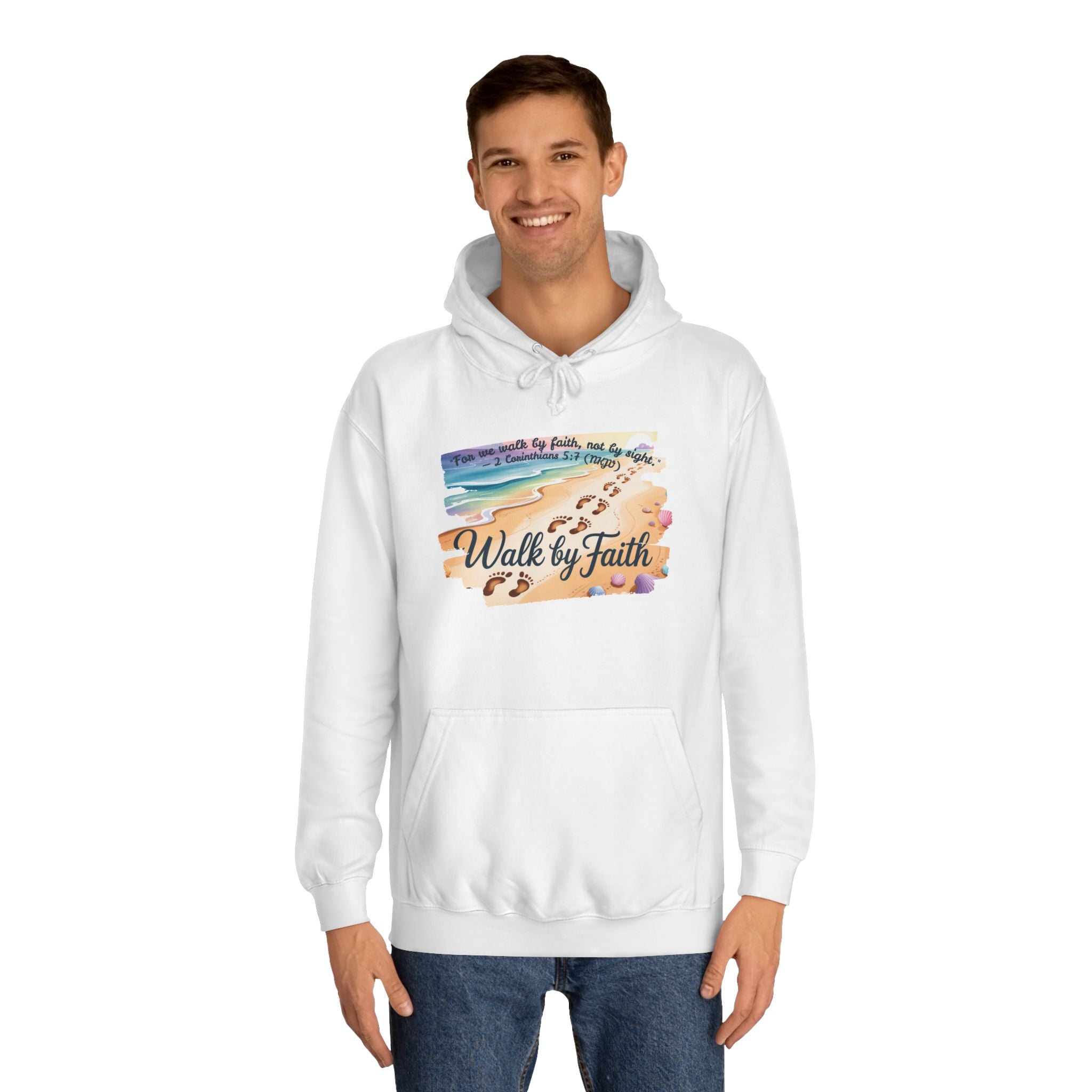 Walk by Faith-Inspirational Hoodie, Cozy College Wear, Inspirational Gift, Relaxed Everyday Style, Perfect for Faith-Based Events