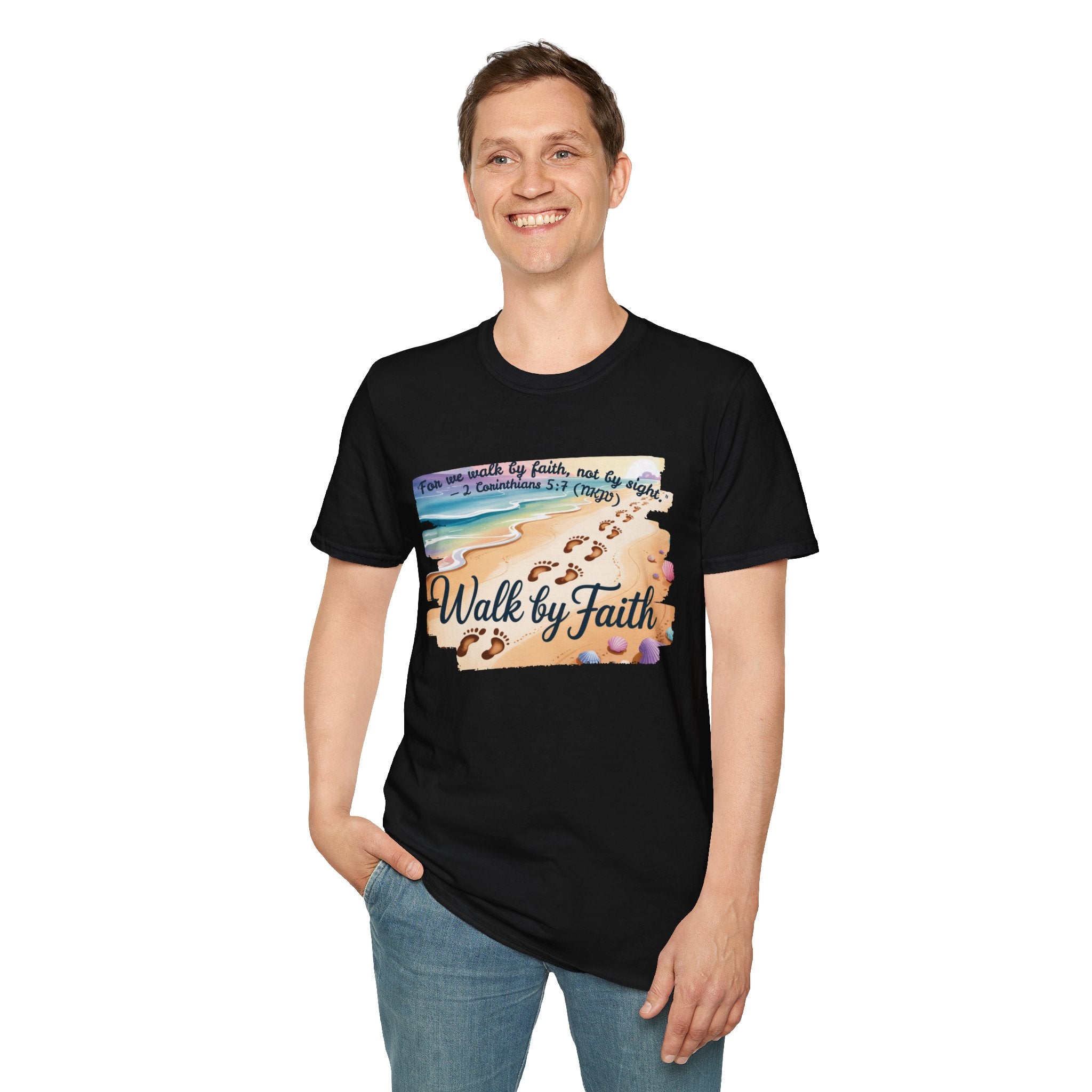 Walk by Faith Inspirational T-Shirt, Christian Apparel, Beach Vibe Tee, Casual Summer Wear, Gift for Believers