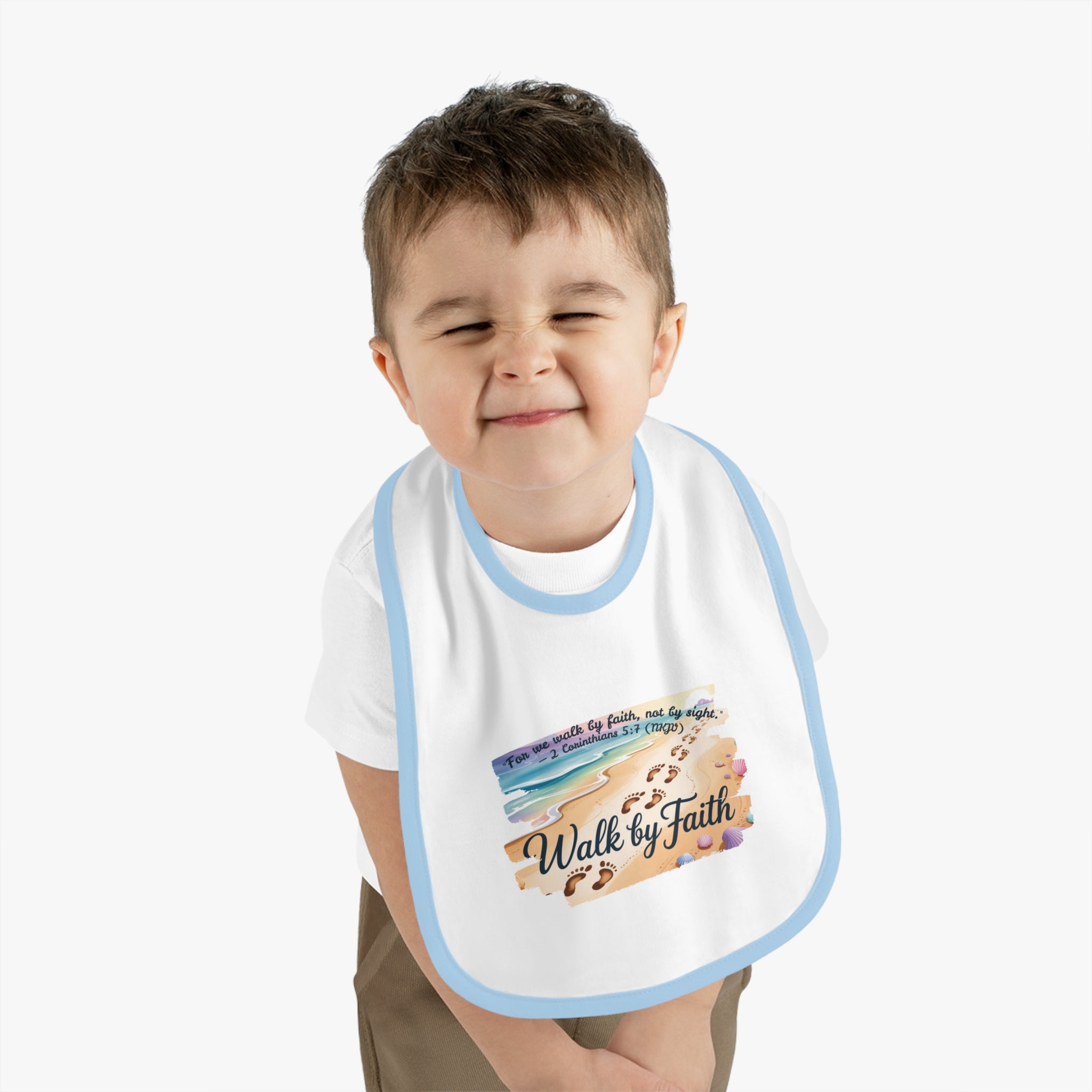 Faith-Inspiring Baby Bib, Cute Infant Bib, Faithful Feeding Bib, Religious Baby Gift, Baby Shower Gift, Inspirational Bib
