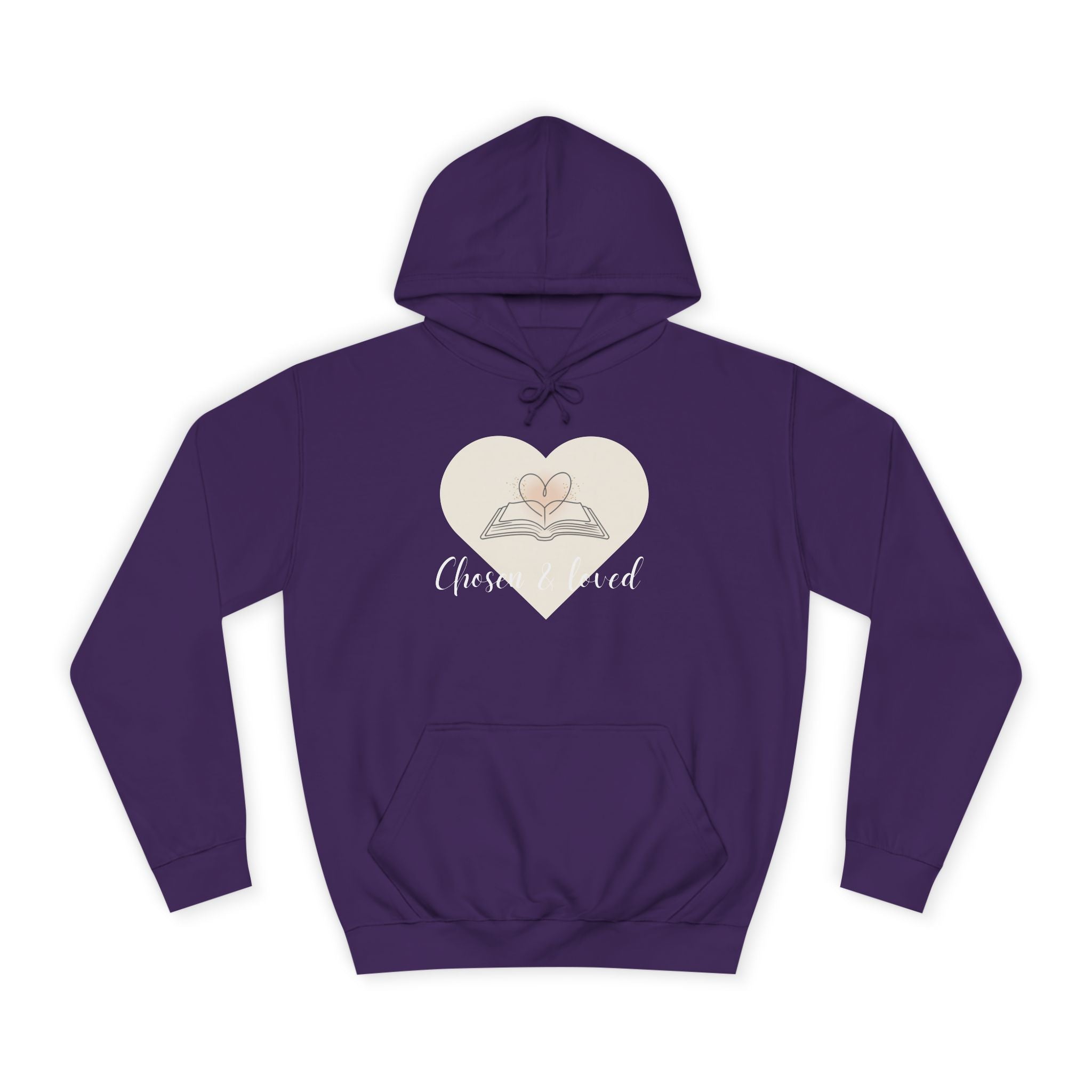 Chosen & Loved Cozy Reading Hoodie, Unisex College Apparel, Relaxed Style Sweatshirt - Dark Colors