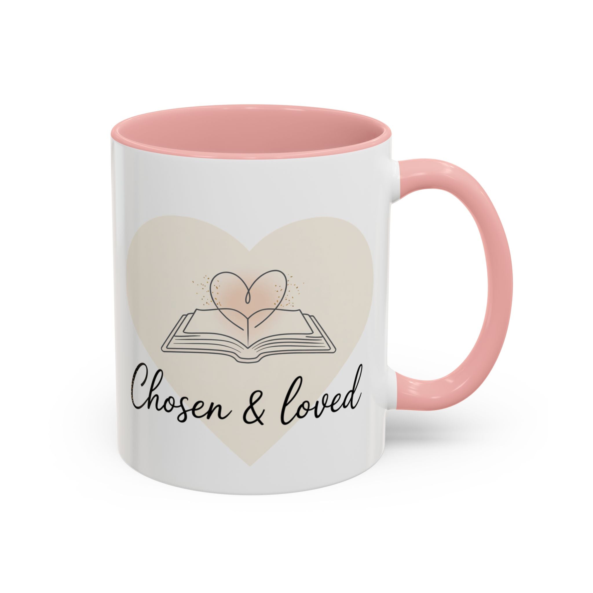 Chosen & Loved Accent Coffee Mug - Inspirational Gift, Heartwarming Mug, Cozy Beverage Cup, Perfect for Readers, Warm Reminder