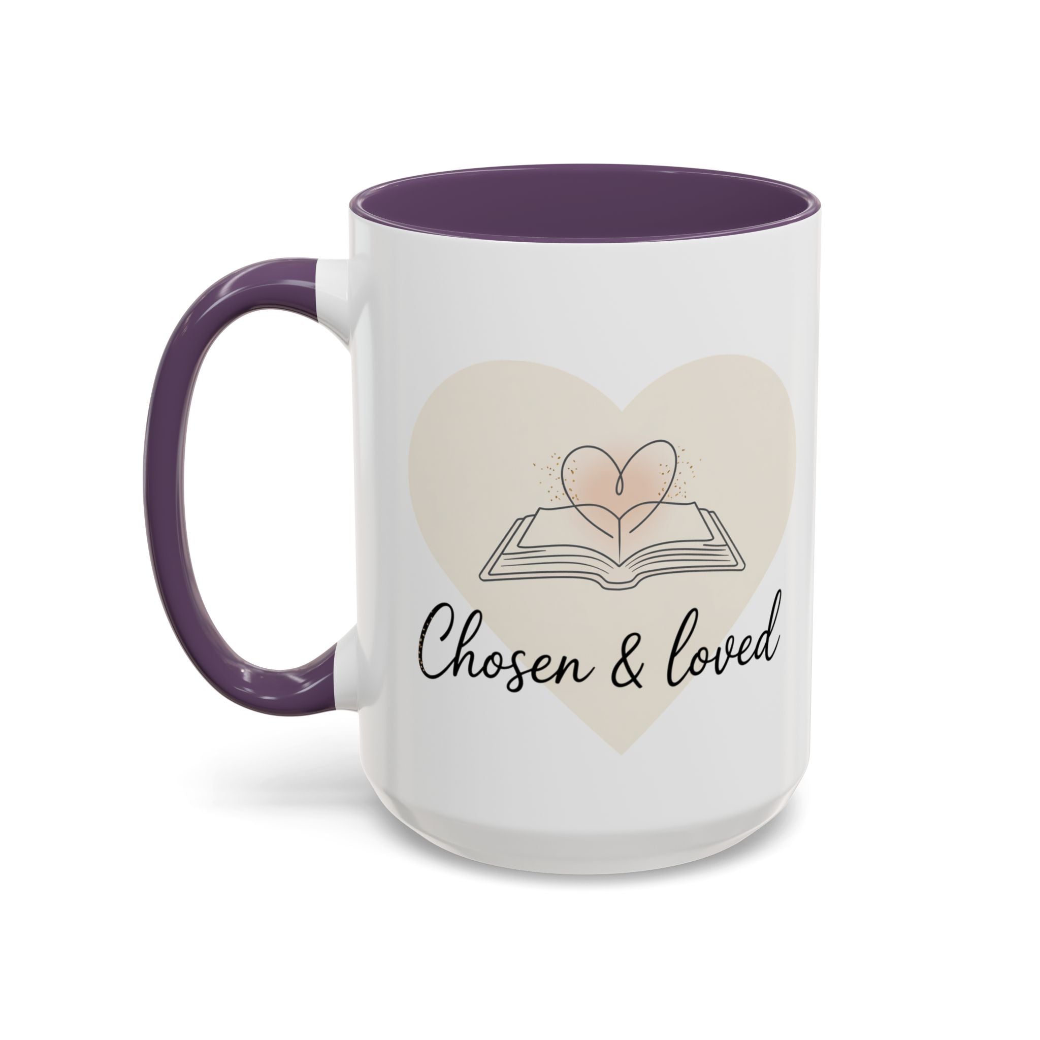 Chosen & Loved Accent Coffee Mug - Inspirational Gift, Heartwarming Mug, Cozy Beverage Cup, Perfect for Readers, Warm Reminder