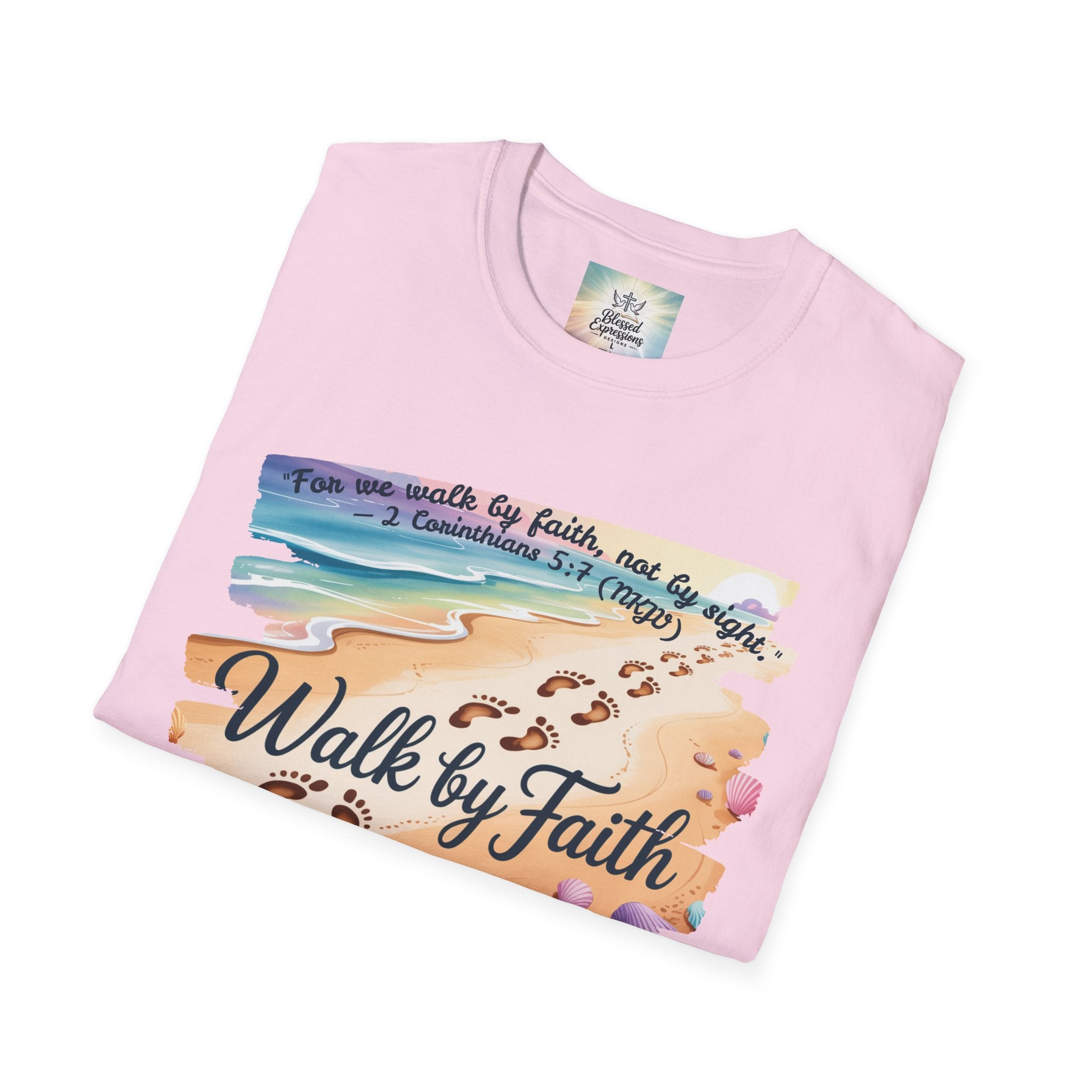 Walk by Faith Inspirational T-Shirt, Christian Apparel, Beach Vibe Tee, Casual Summer Wear, Gift for Believers