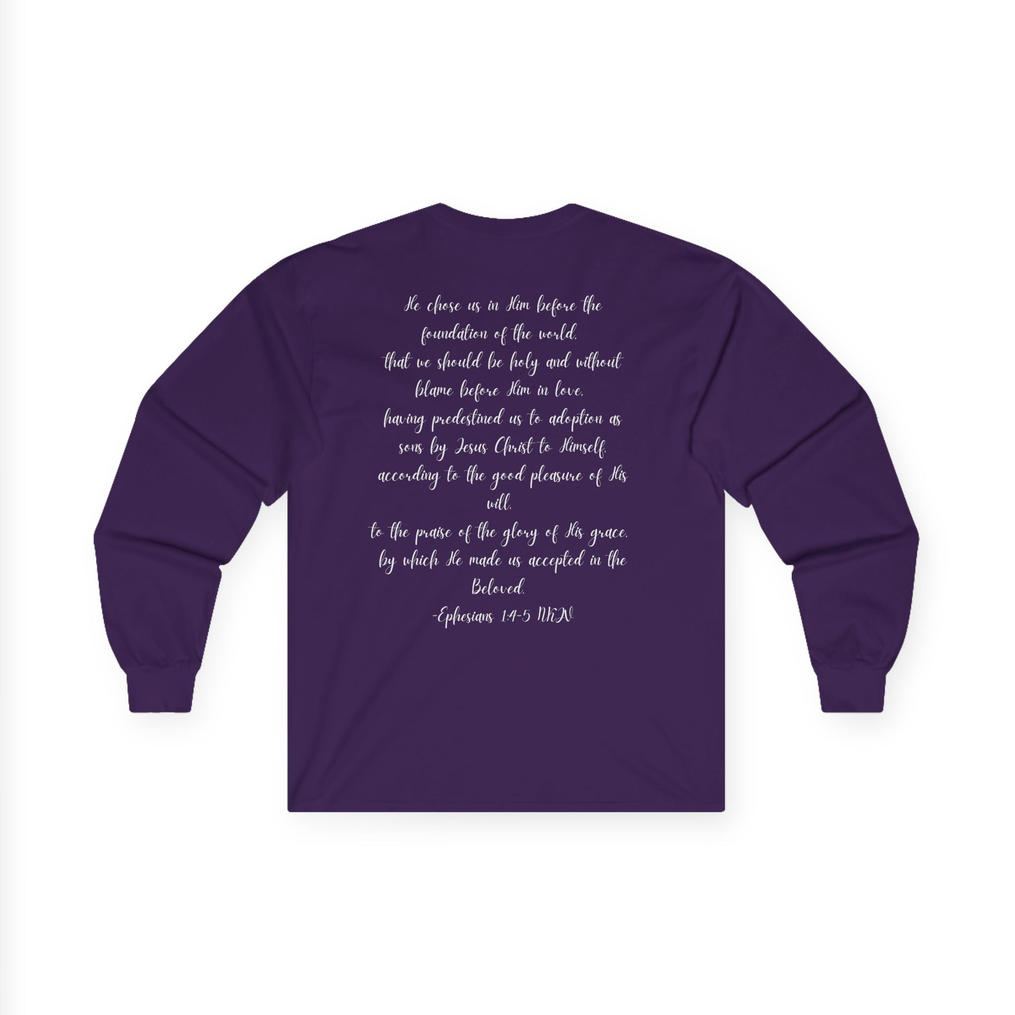 Chosen & Loved Long Sleeve Tee, Inspirational Shirt, Faith-Based Apparel, Mother's Day Gift, Heartwarming Gift, Everyday Wear - Dark Colors
