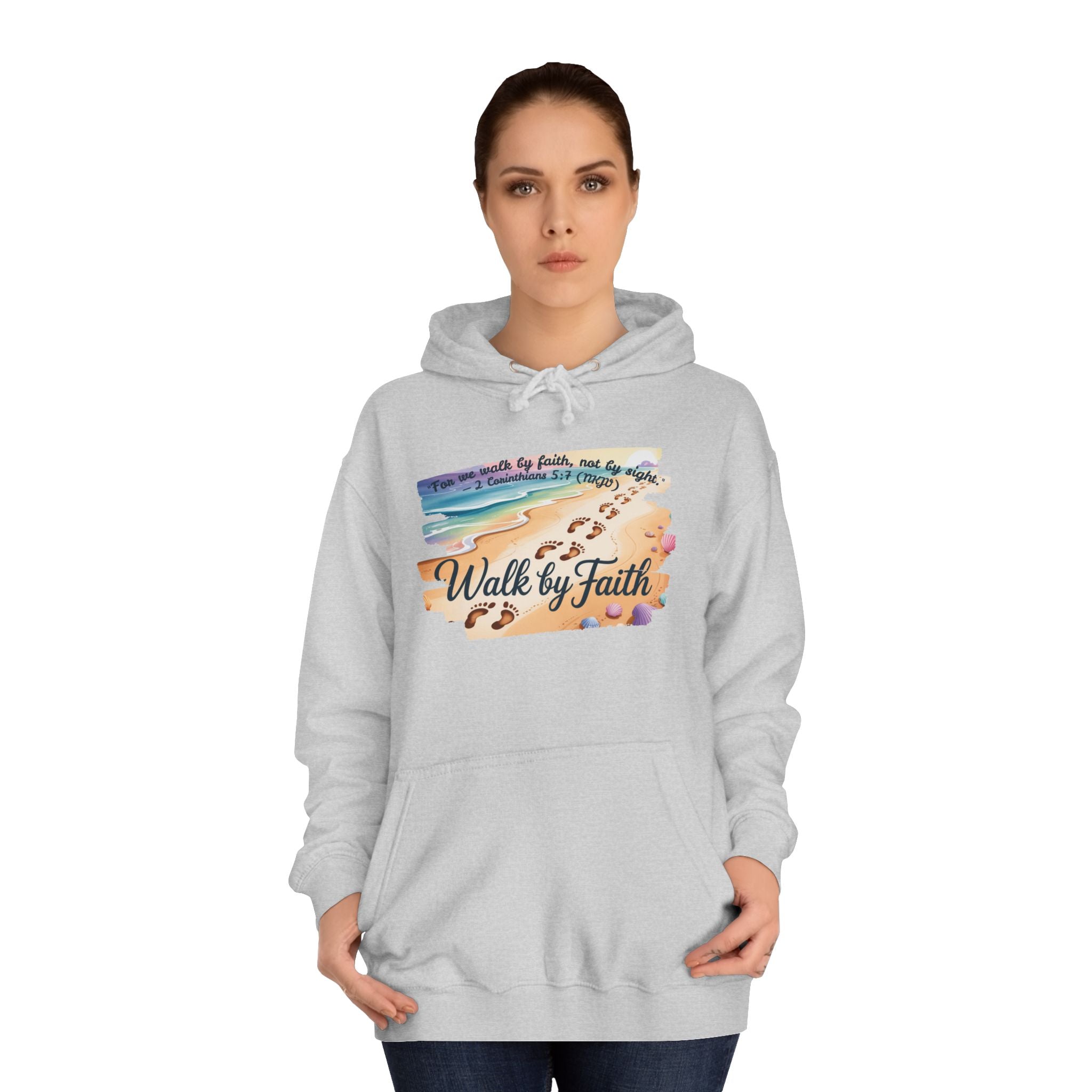 Walk by Faith-Inspirational Hoodie, Cozy College Wear, Inspirational Gift, Relaxed Everyday Style, Perfect for Faith-Based Events
