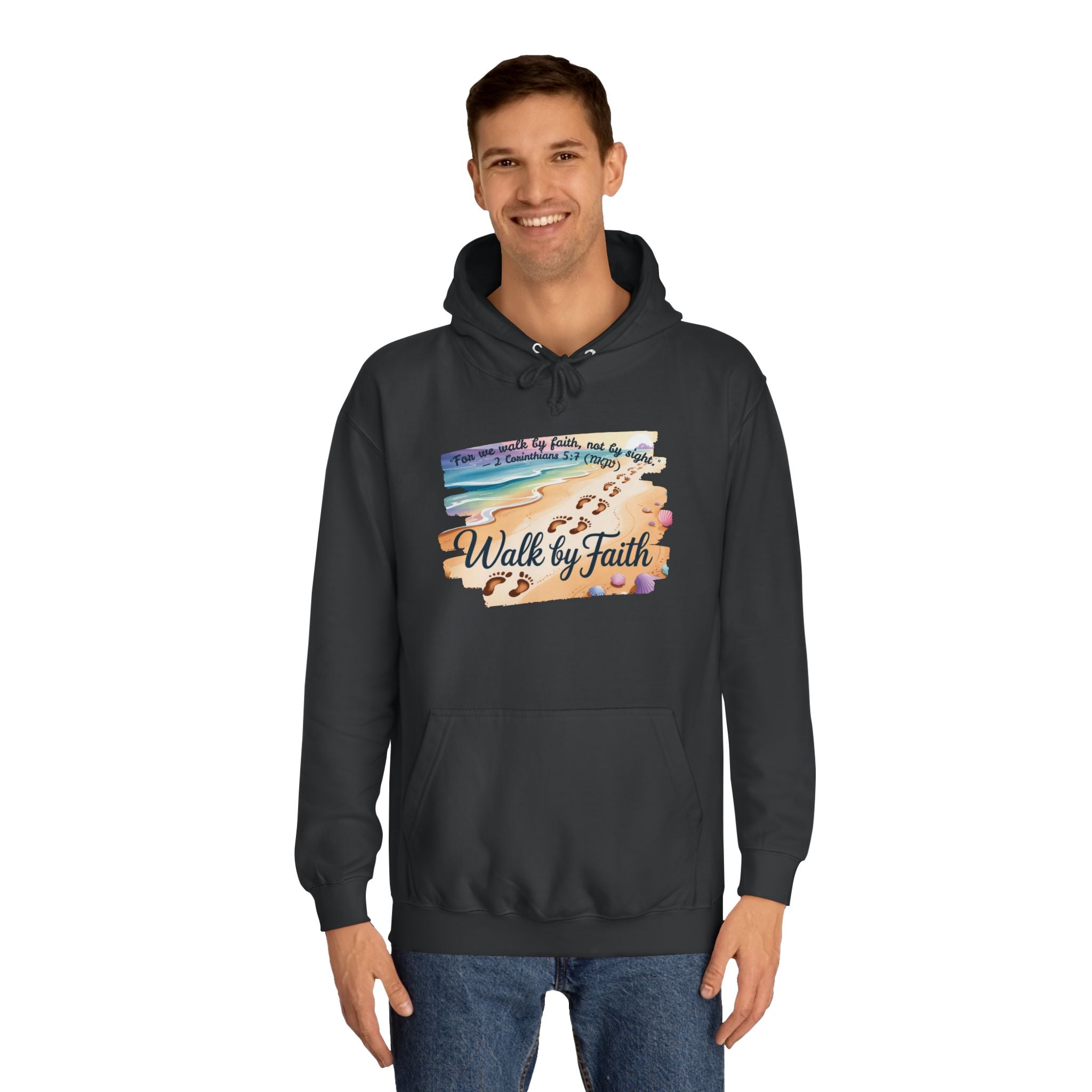 Walk by Faith-Inspirational Hoodie, Cozy College Wear, Inspirational Gift, Relaxed Everyday Style, Perfect for Faith-Based Events