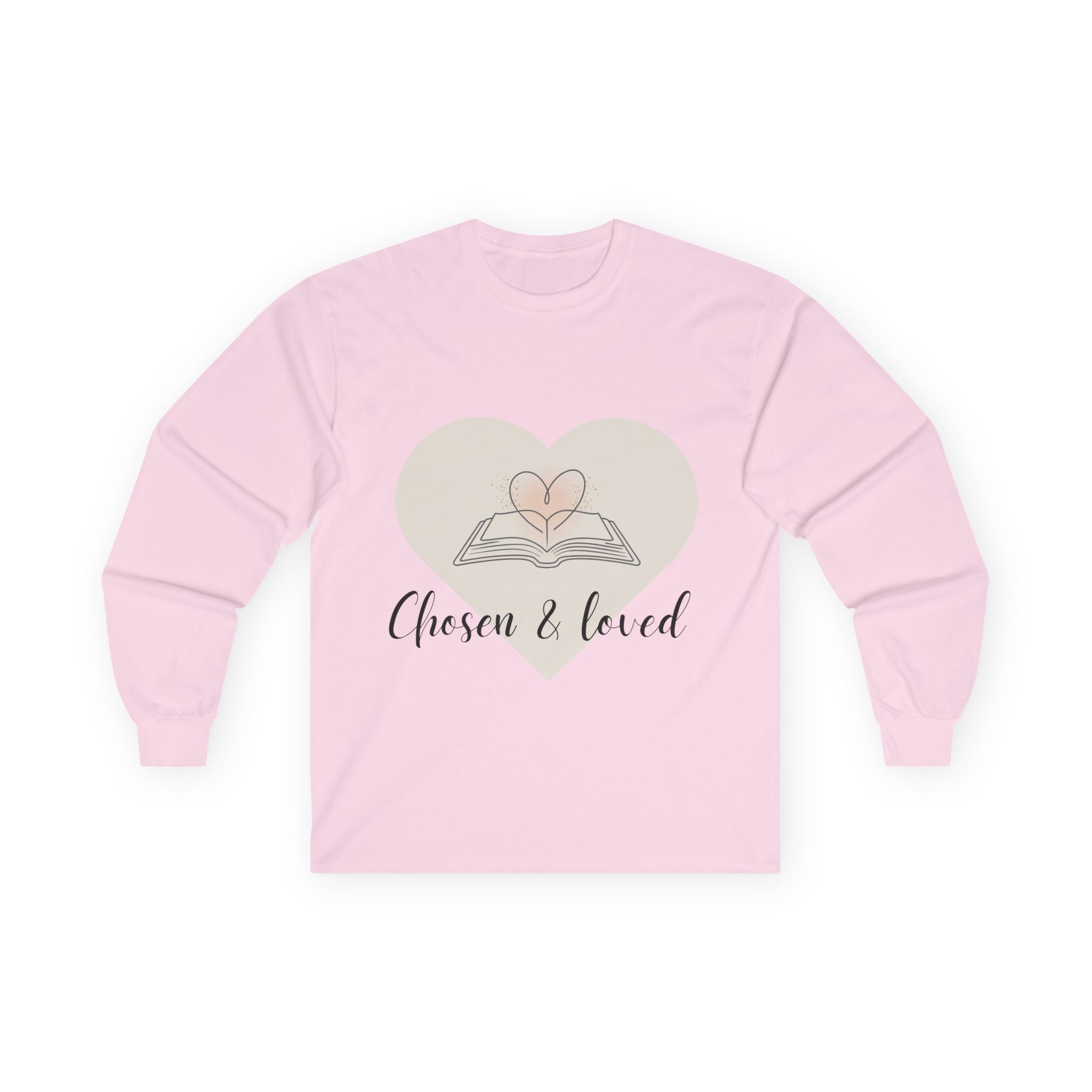 Chosen & Loved Long Sleeve Tee, Inspirational Shirt, Faith-Based Apparel, Mother's Day Gift, Heartwarming Gift, Everyday Wear - Light Colors