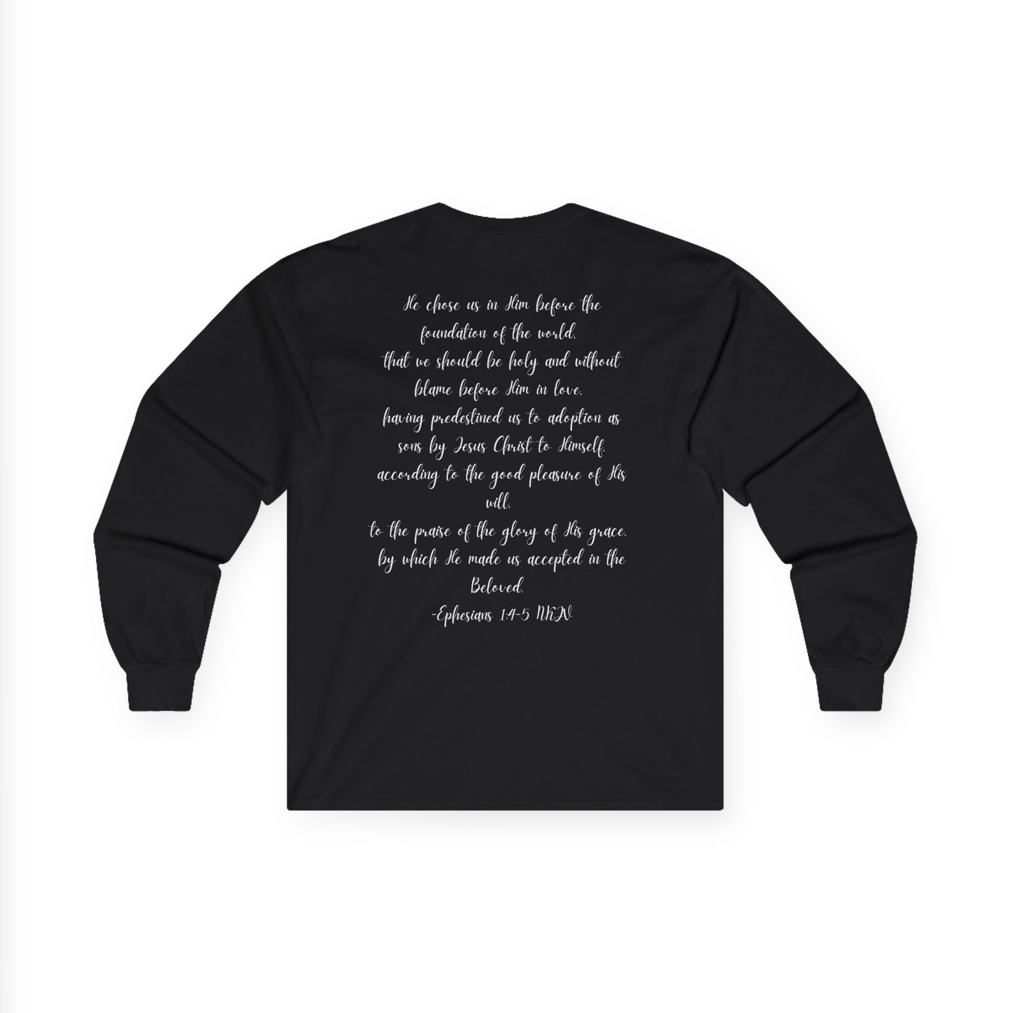 Chosen & Loved Long Sleeve Tee, Inspirational Shirt, Faith-Based Apparel, Mother's Day Gift, Heartwarming Gift, Everyday Wear - Dark Colors