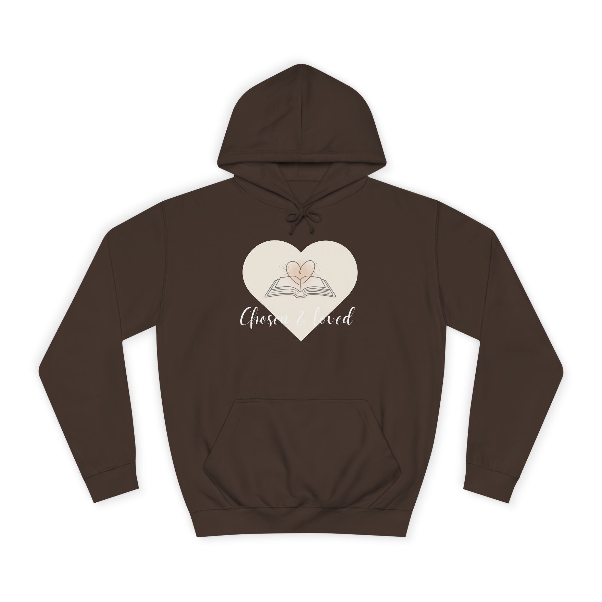 Chosen & Loved Cozy Reading Hoodie, Unisex College Apparel, Relaxed Style Sweatshirt - Dark Colors