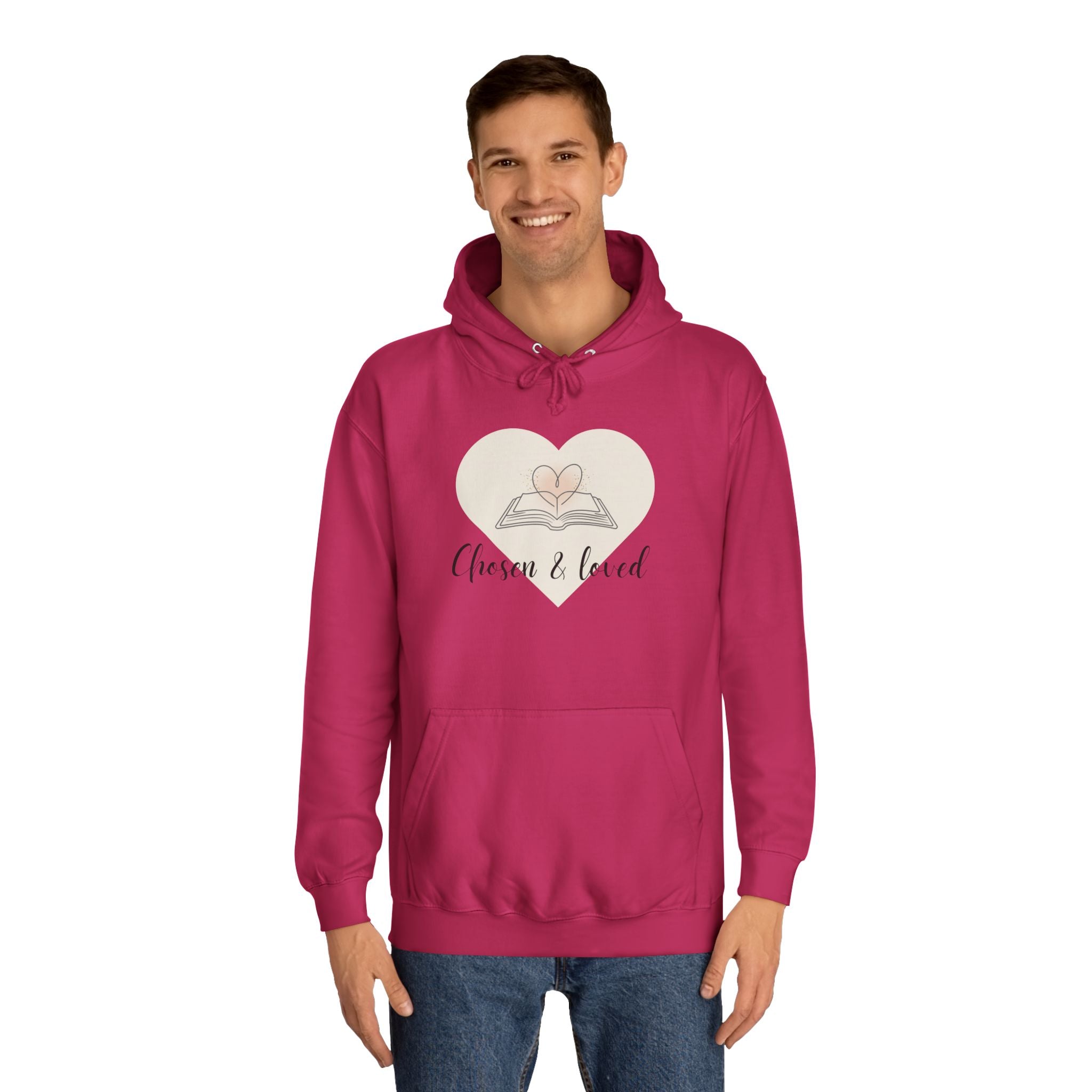 Chosen & Loved Cozy Reading Hoodie, Unisex College Apparel, Relaxed Style Sweatshirt - Light Colors