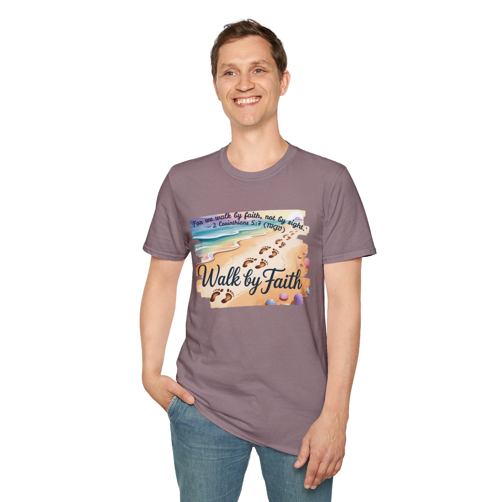 Walk by Faith Inspirational T-Shirt, Christian Apparel, Beach Vibe Tee, Casual Summer Wear, Gift for Believers