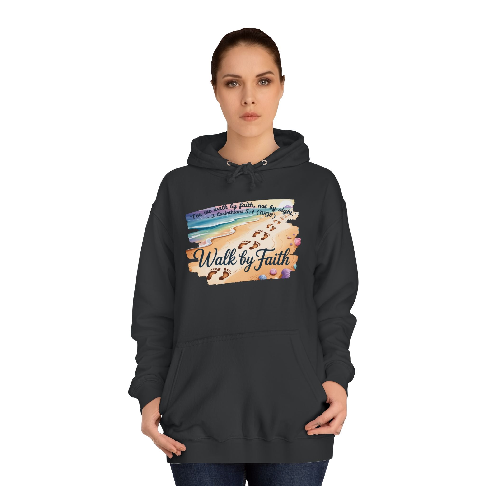 Walk by Faith-Inspirational Hoodie, Cozy College Wear, Inspirational Gift, Relaxed Everyday Style, Perfect for Faith-Based Events