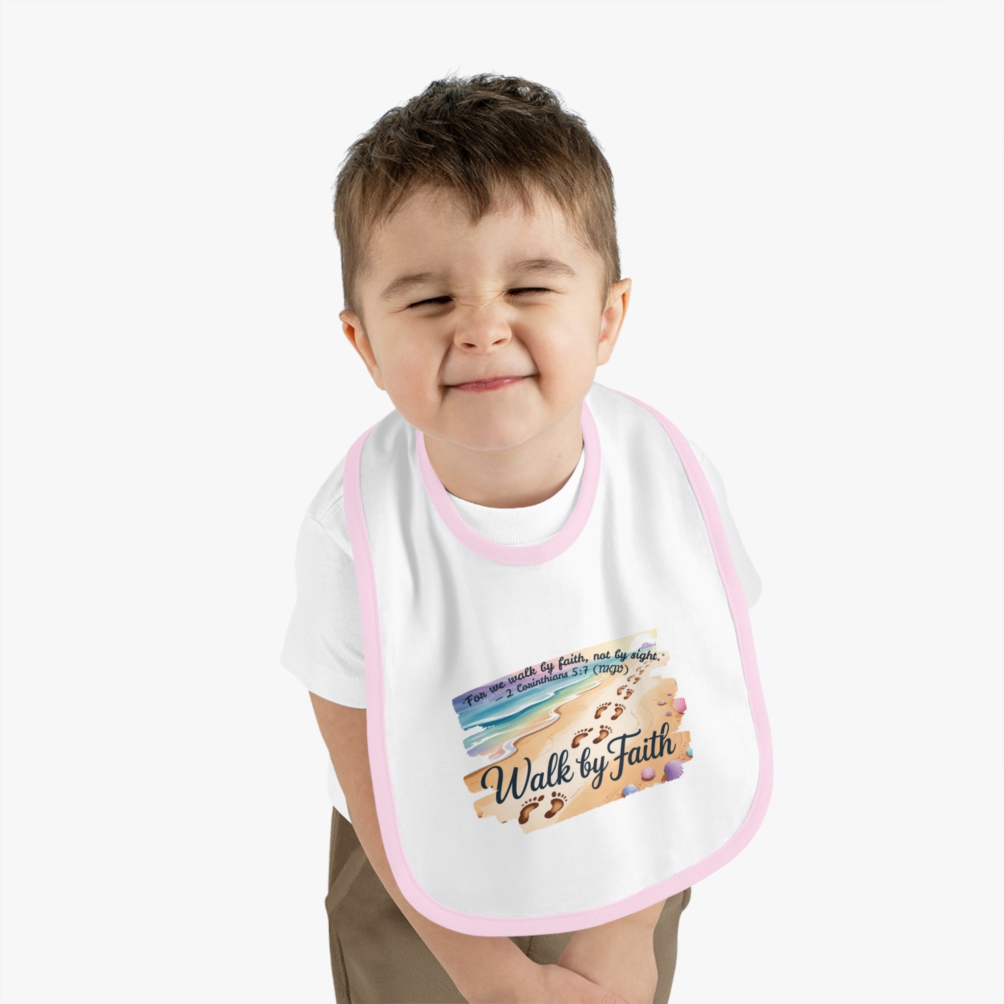 Faith-Inspiring Baby Bib, Cute Infant Bib, Faithful Feeding Bib, Religious Baby Gift, Baby Shower Gift, Inspirational Bib