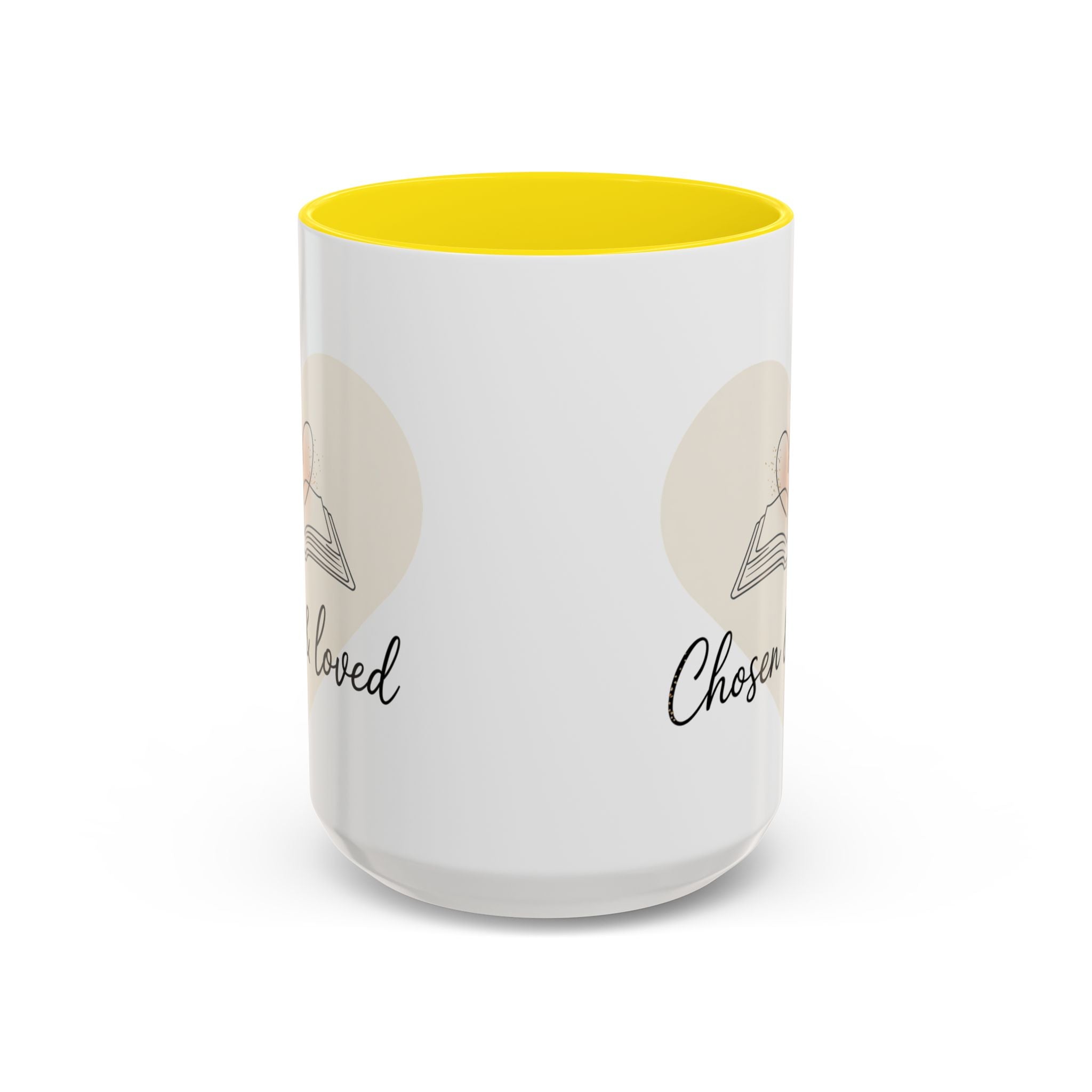 Chosen & Loved Accent Coffee Mug - Inspirational Gift, Heartwarming Mug, Cozy Beverage Cup, Perfect for Readers, Warm Reminder