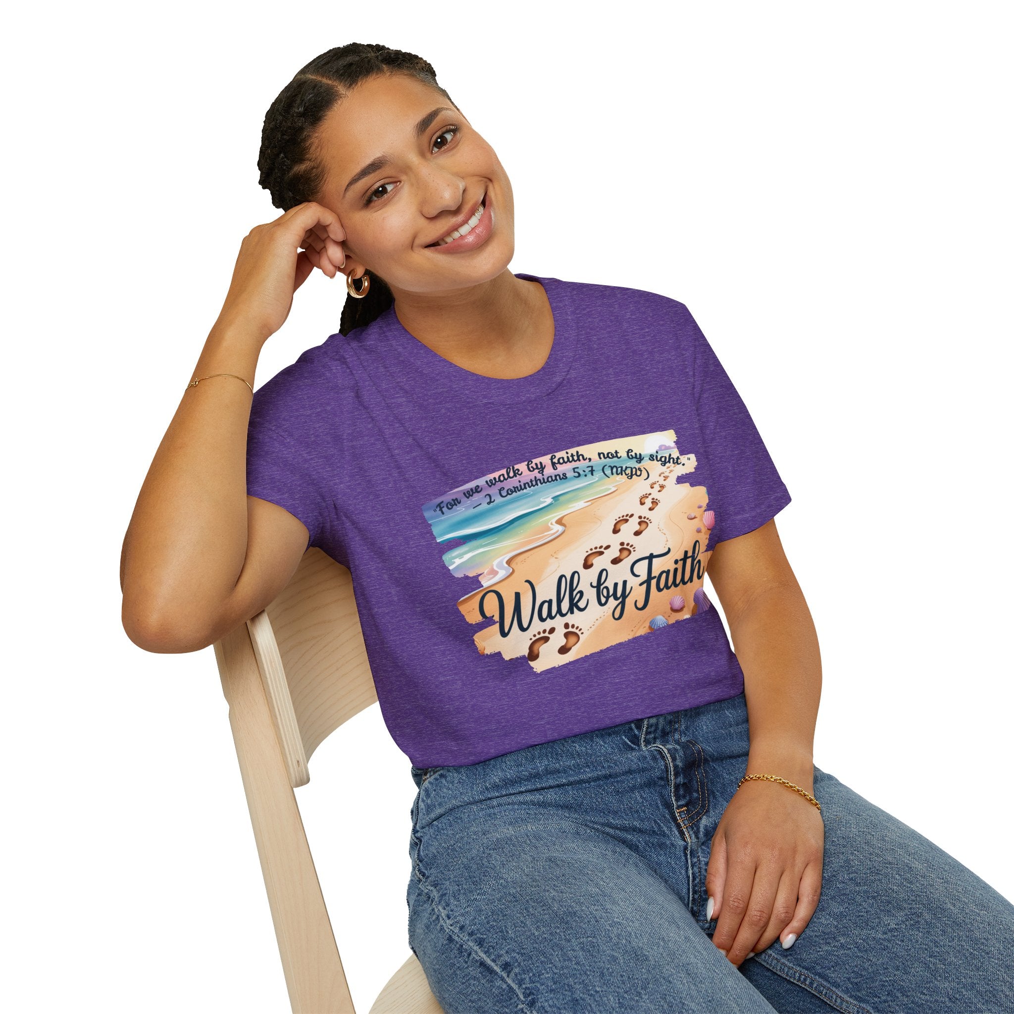 Walk by Faith Inspirational T-Shirt, Christian Apparel, Beach Vibe Tee, Casual Summer Wear, Gift for Believers