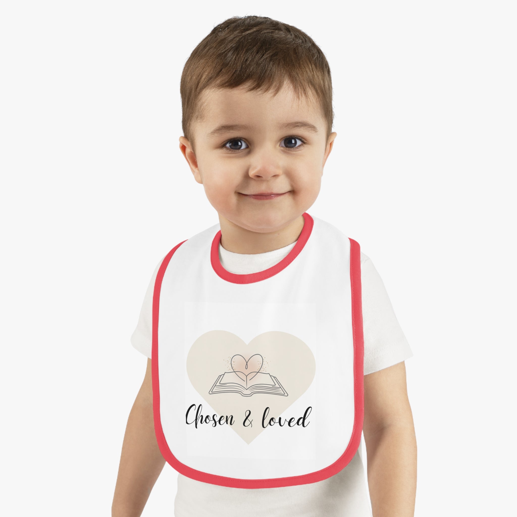 Chosen & Loved | Baby Bib with Heart Design | Baby Shower Gift, Newborn Essential, Fun Feeding Accessory, Cute Infant Wear