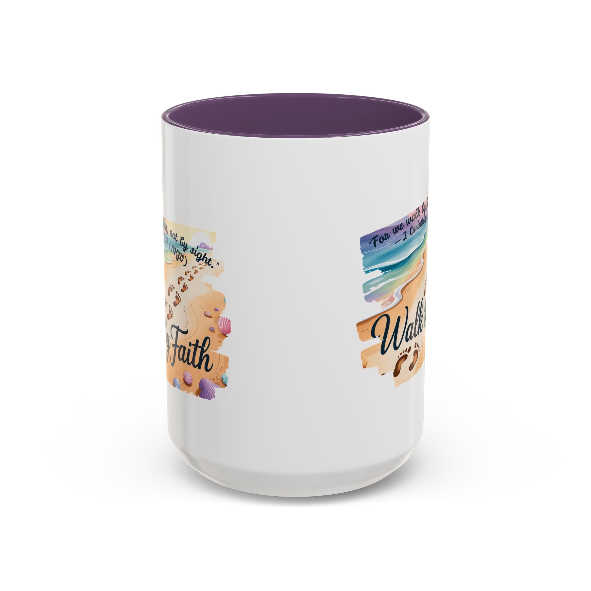 Walk by Faith Inspirational Coffee Mug, Motivational Drinkware, Faith Mug, Beach-Themed Cup, Perfect Gift for Friends