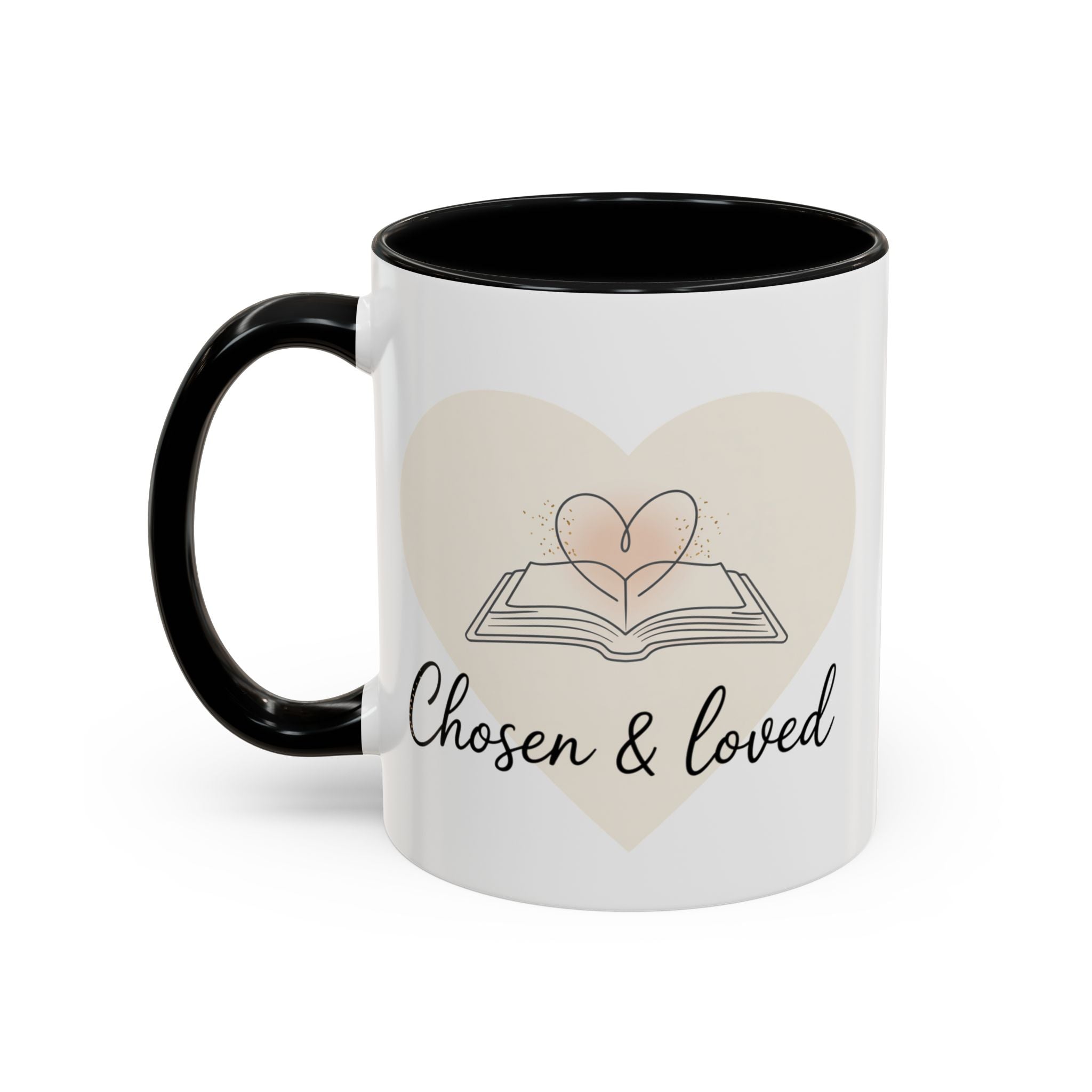 Chosen & Loved Accent Coffee Mug - Inspirational Gift, Heartwarming Mug, Cozy Beverage Cup, Perfect for Readers, Warm Reminder