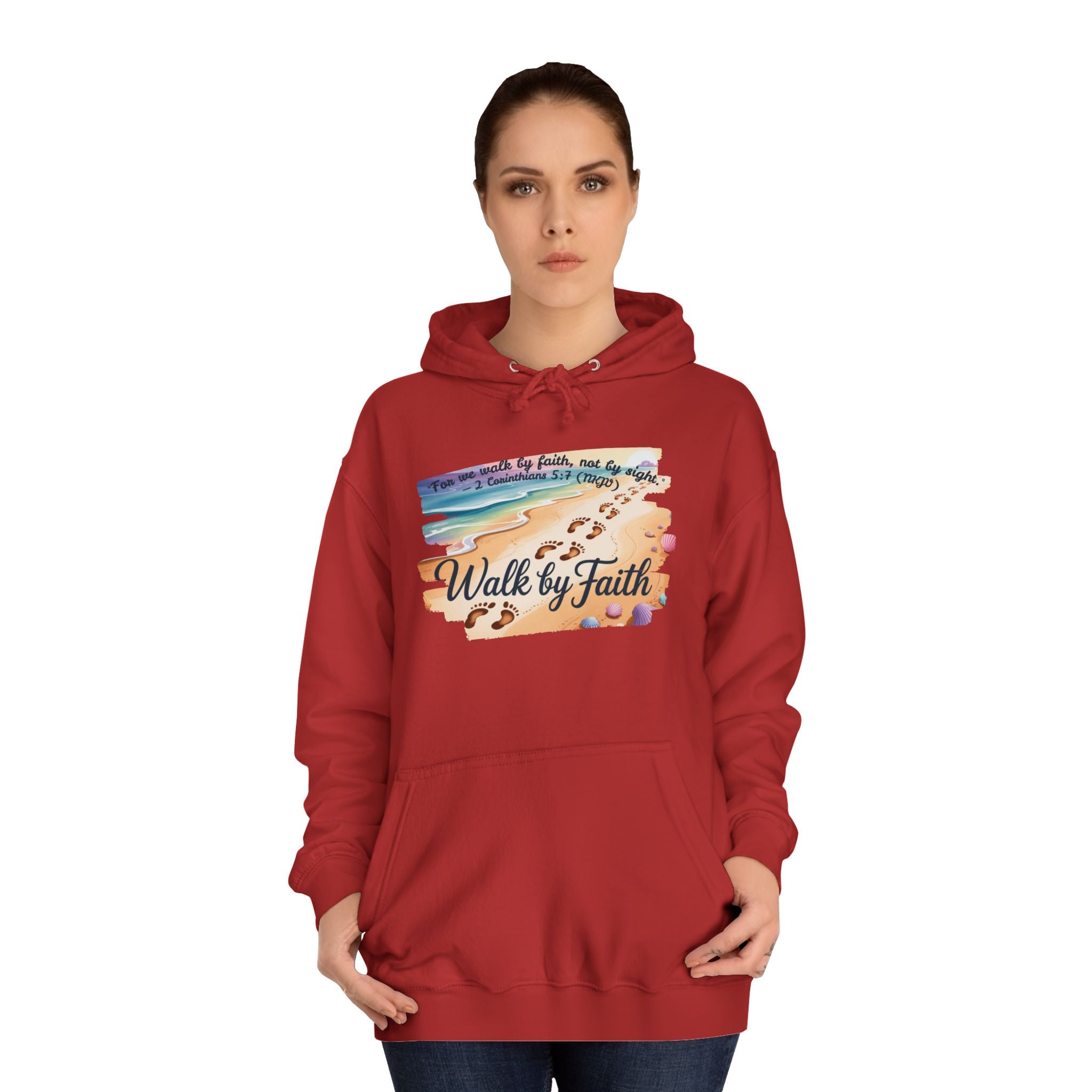 Walk by Faith-Inspirational Hoodie, Cozy College Wear, Inspirational Gift, Relaxed Everyday Style, Perfect for Faith-Based Events