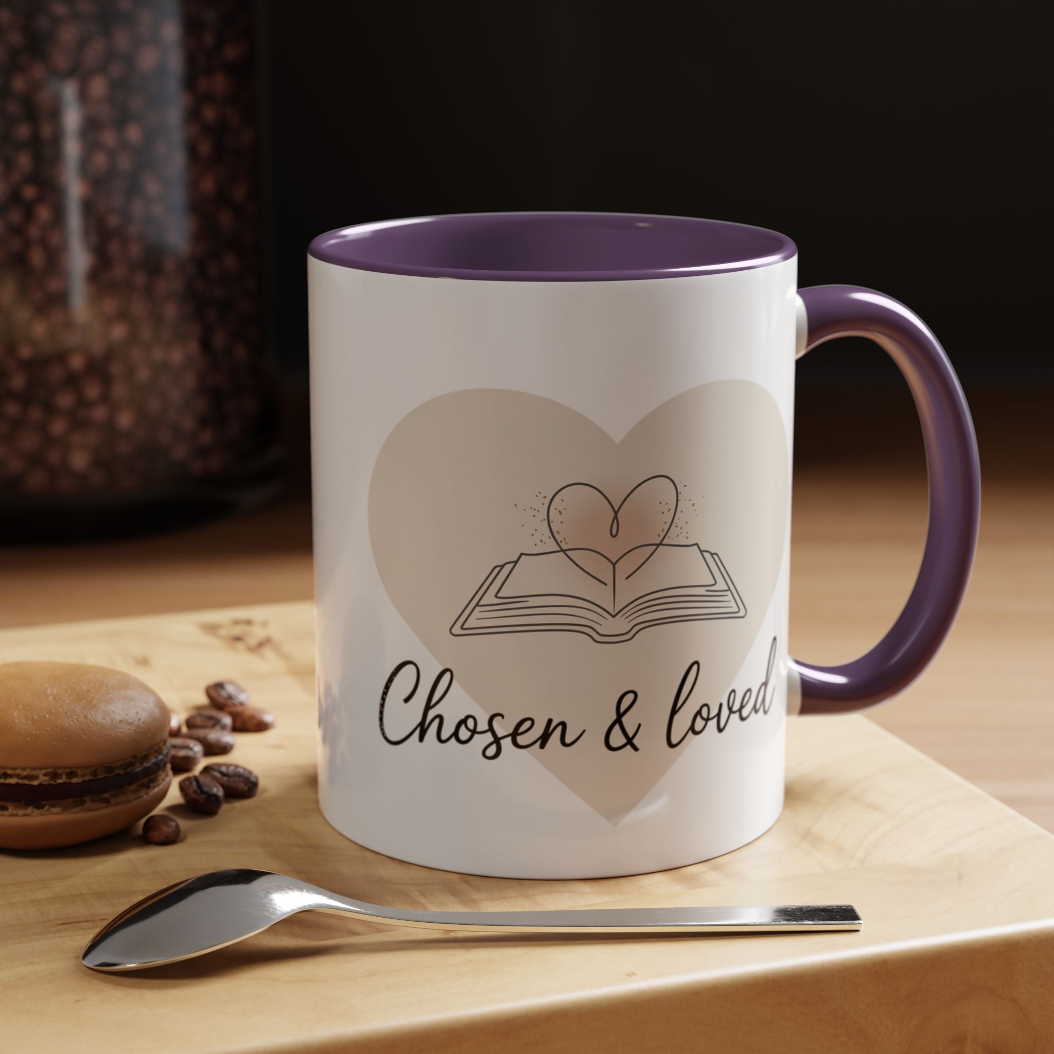 Chosen & Loved Accent Coffee Mug - Inspirational Gift, Heartwarming Mug, Cozy Beverage Cup, Perfect for Readers, Warm Reminder